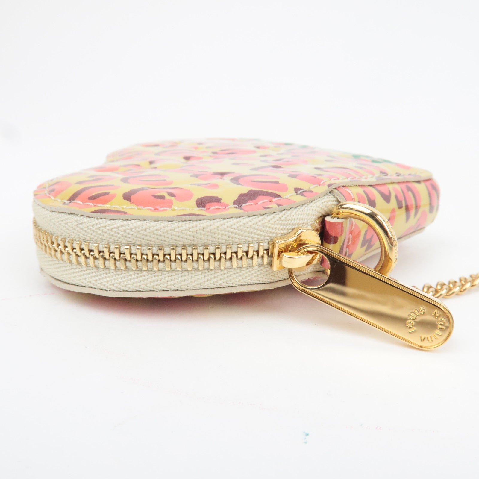 Louis Vuitton Monogram Vernis Leopard Porte Monnaie Coeur Coin Case Broncorail M91473