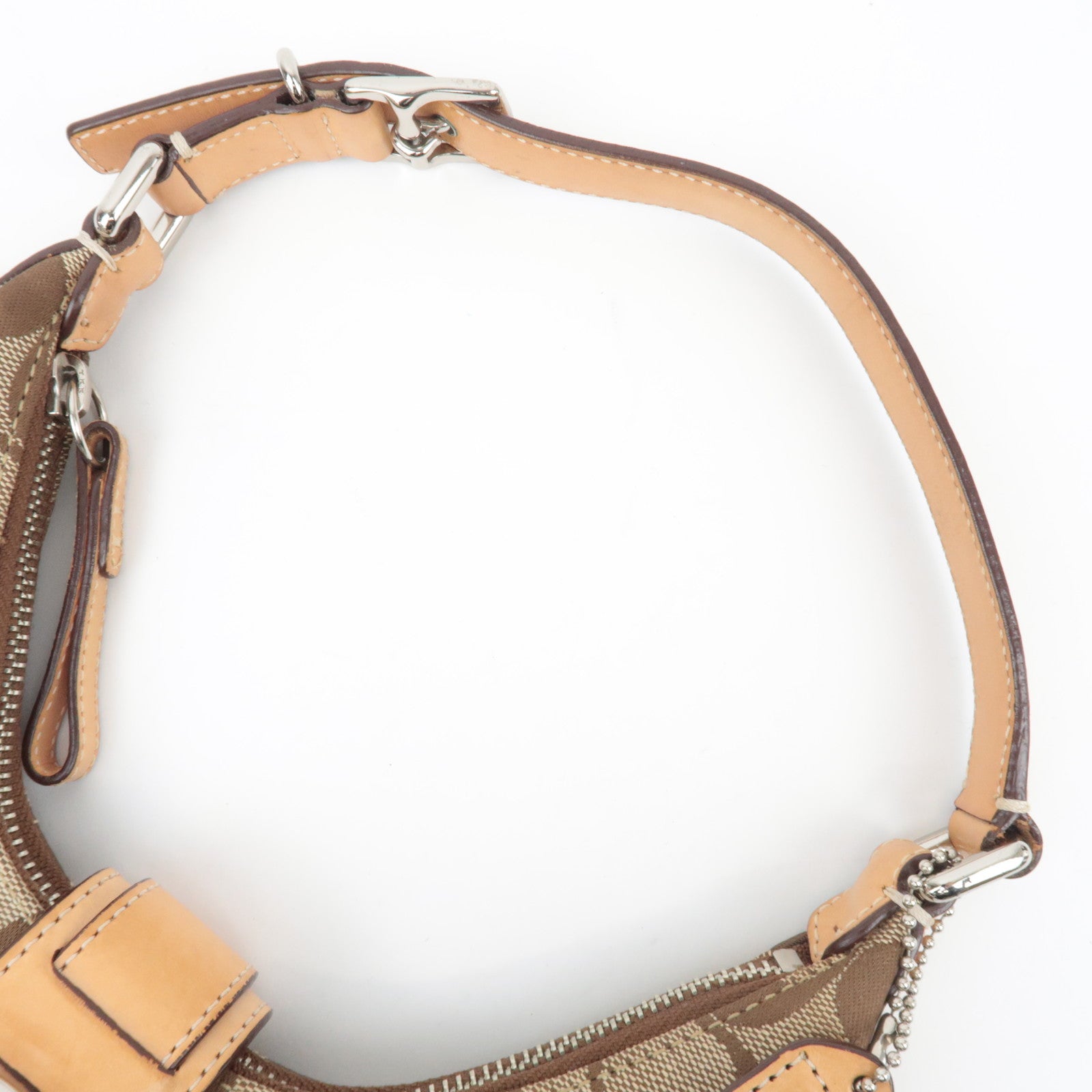 COACH Signature Hobo Canvas Leather Shoulder Bag Beige 6361