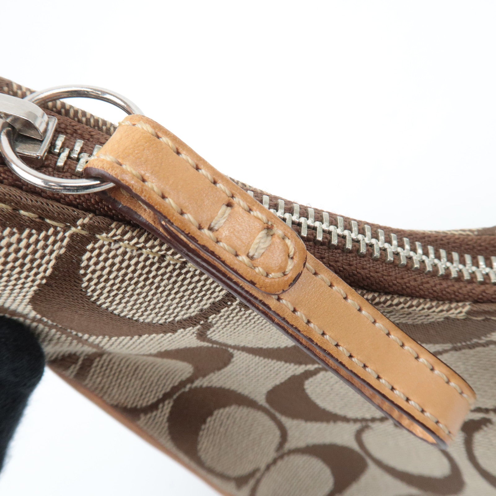 COACH Signature Hobo Canvas Leather Shoulder Bag Beige 6361