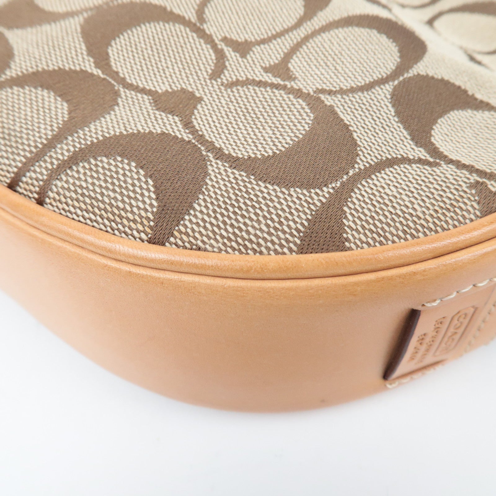 COACH Signature Hobo Canvas Leather Shoulder Bag Beige 6361