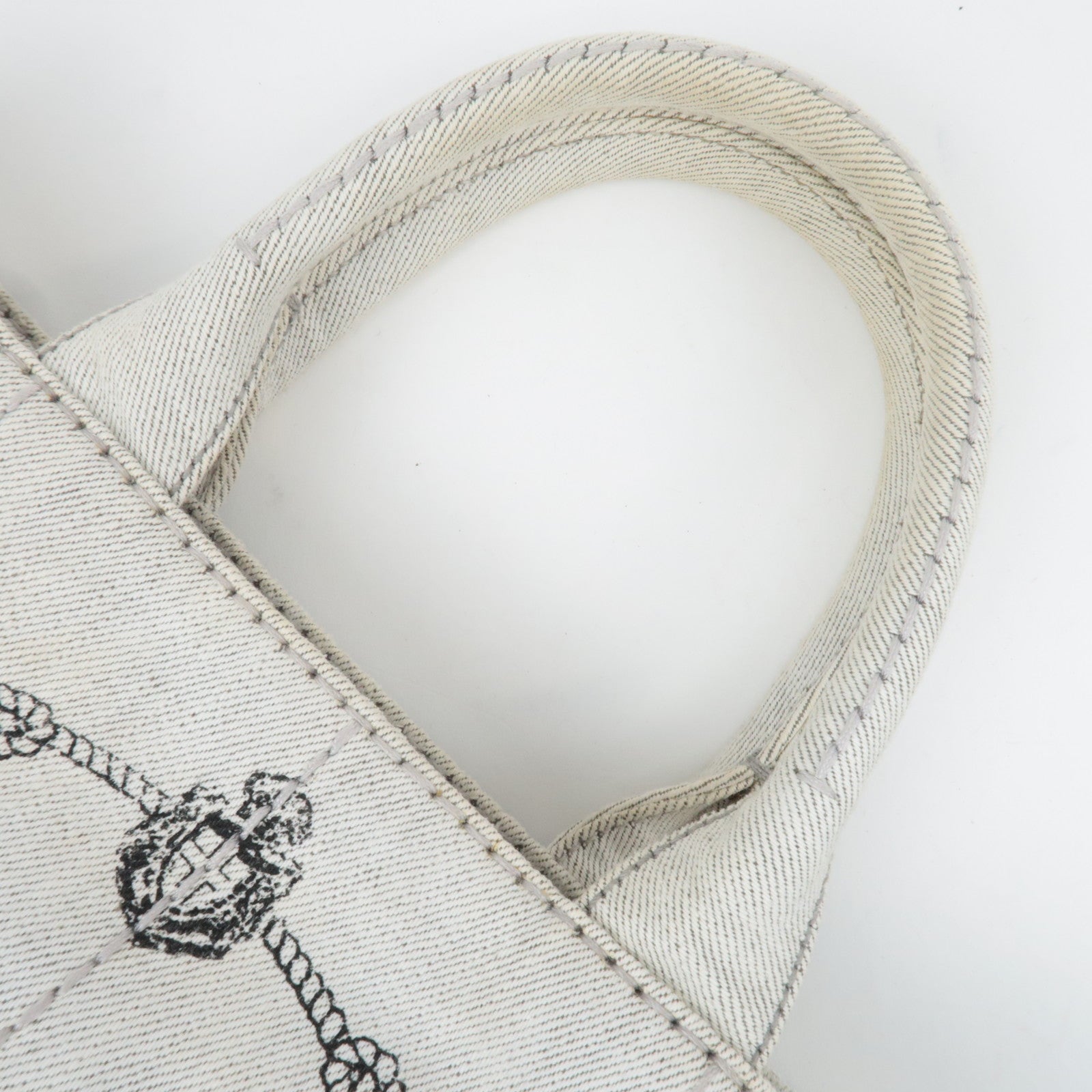 PRADA Canapa Mini Denim 2Way Handbag White 1BG439