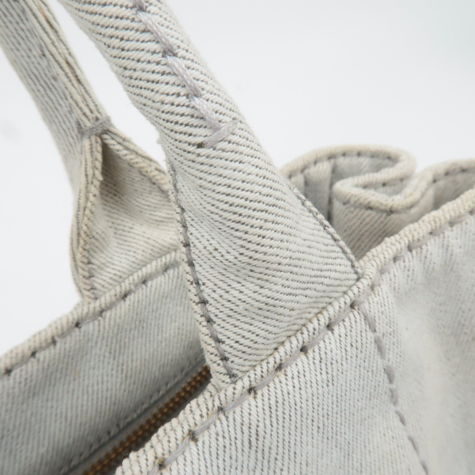 PRADA Canapa Mini Denim 2Way Handbag White 1BG439