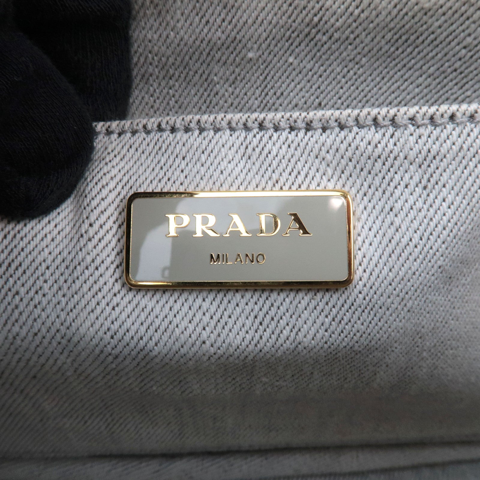 PRADA Canapa Mini Denim 2Way Handbag White 1BG439