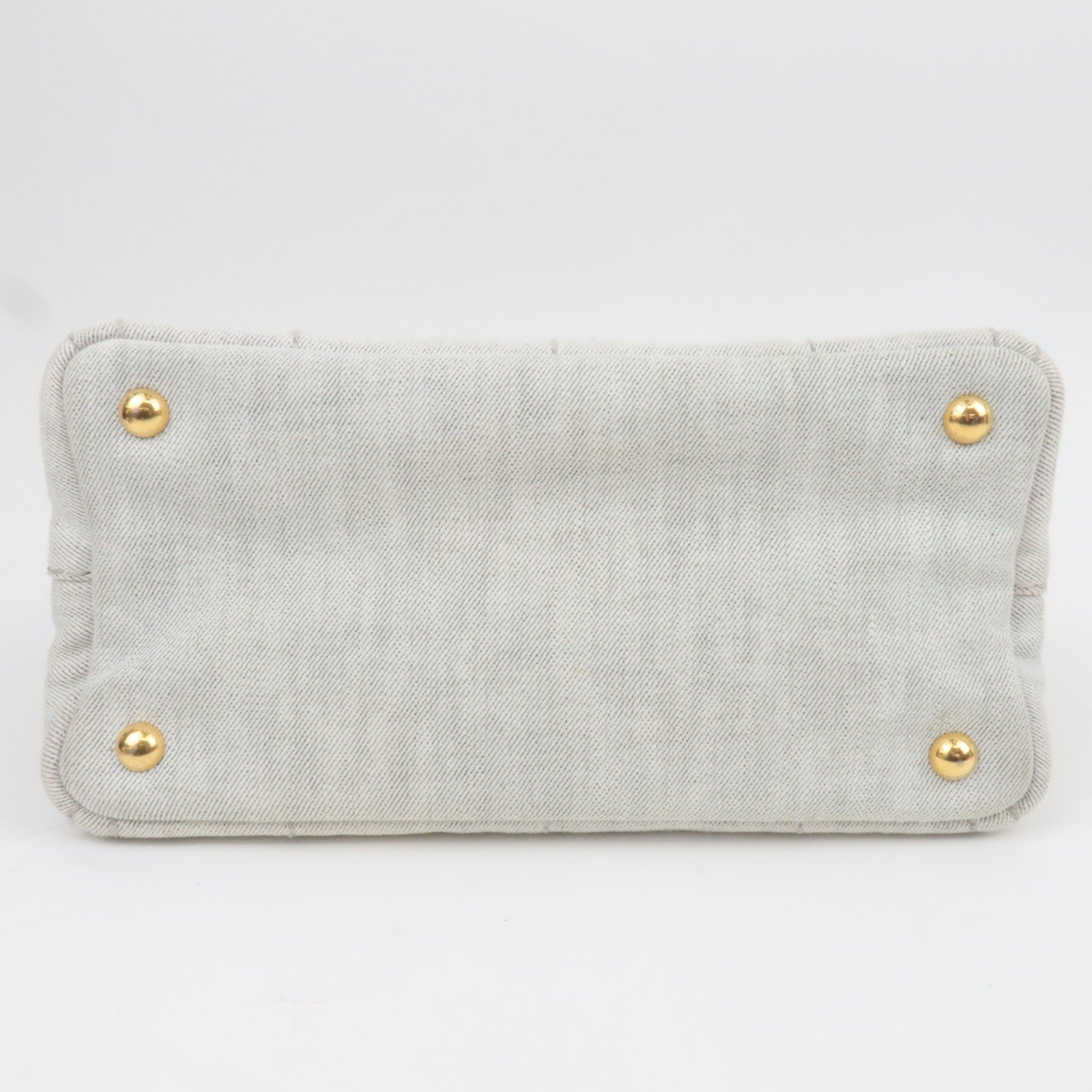PRADA Canapa Mini Denim 2Way Handbag White 1BG439