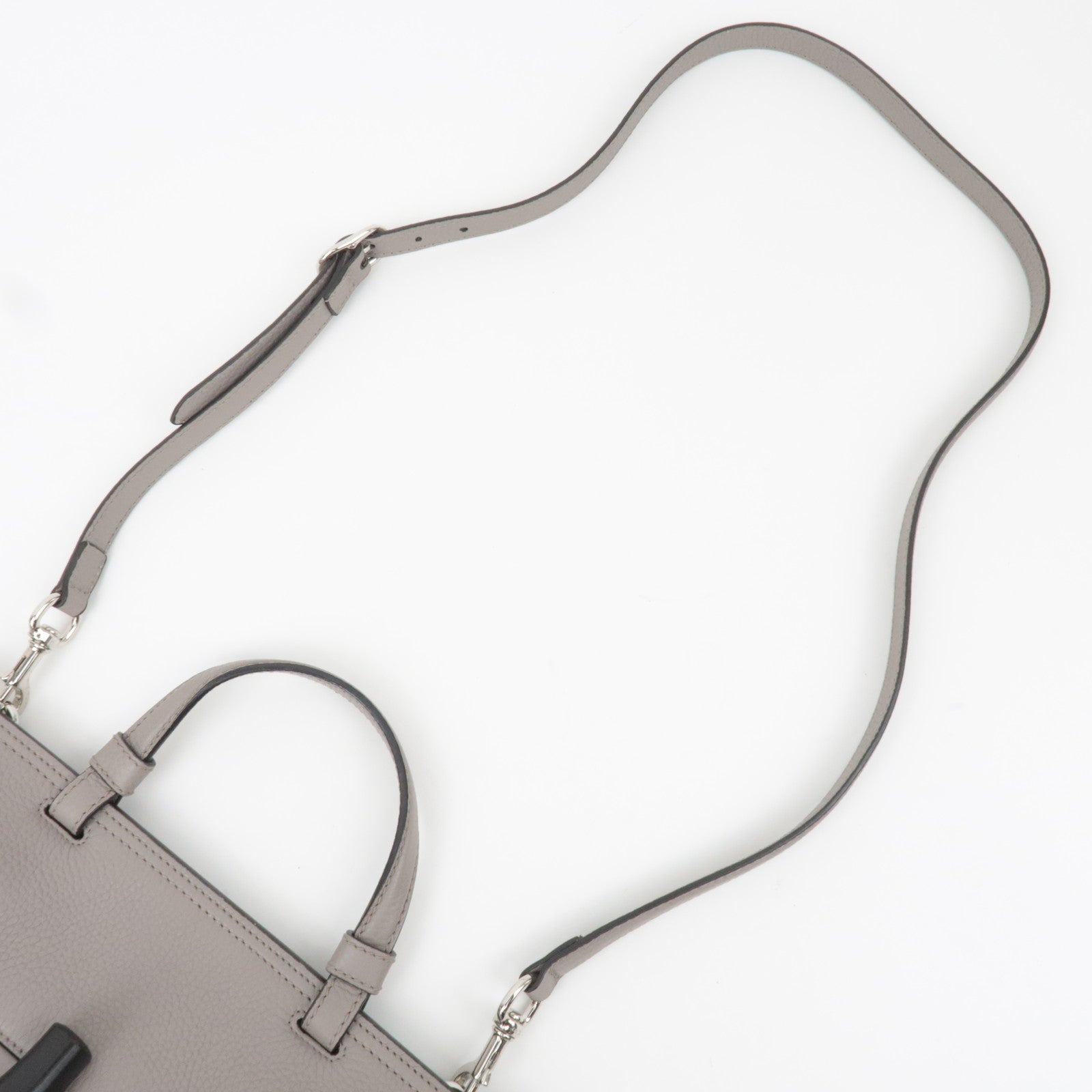 GUCCI Bamboo Daily Medium Leather 2Way Handbag Light Gray 392013