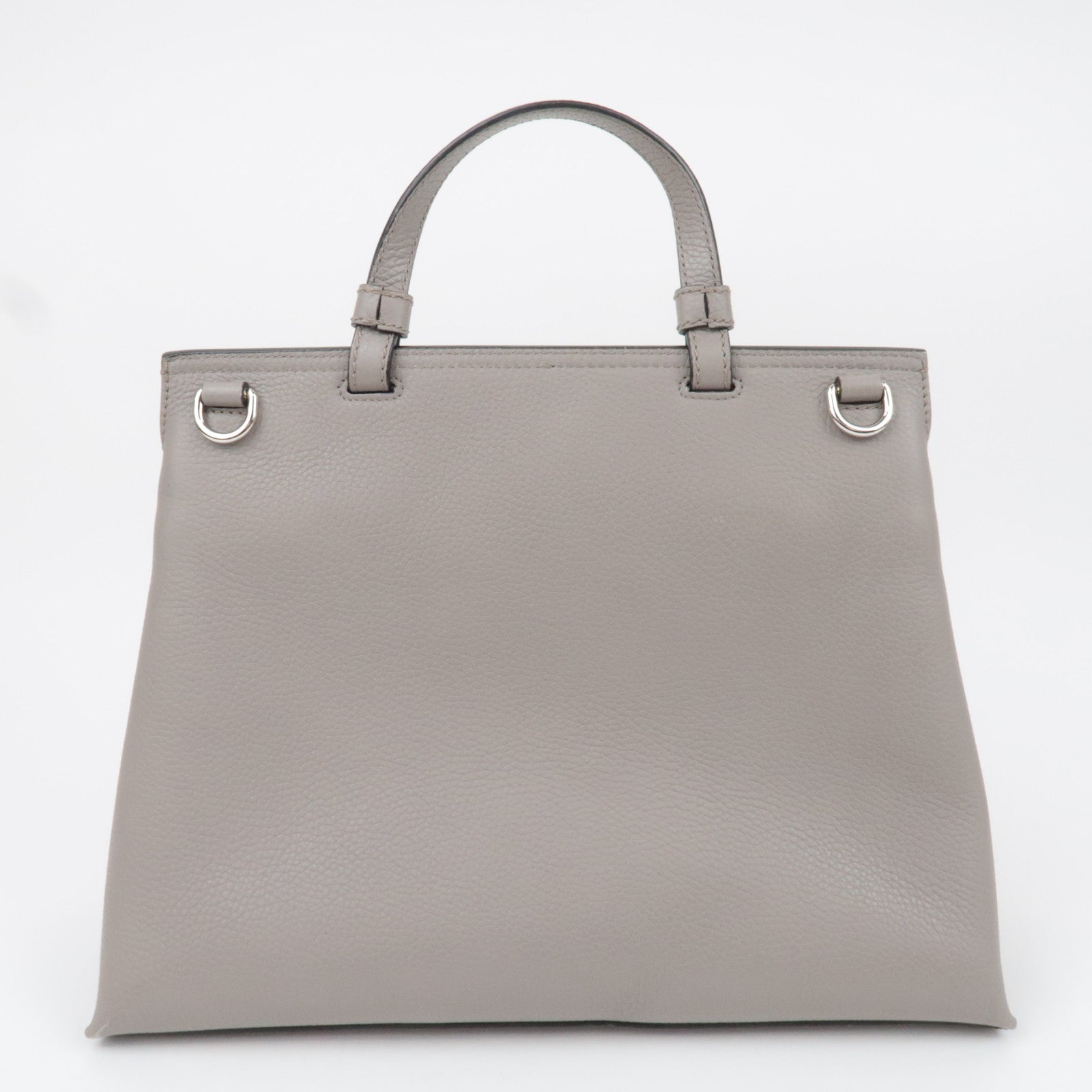 GUCCI Bamboo Daily Medium Leather 2Way Handbag Light Gray 392013