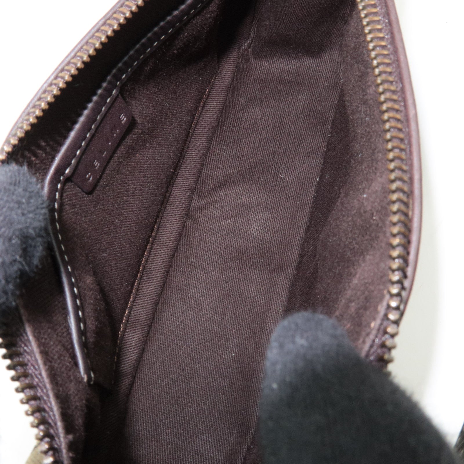 CELINE Macadam Canvas Leather Shoulder Bag Beige Brown