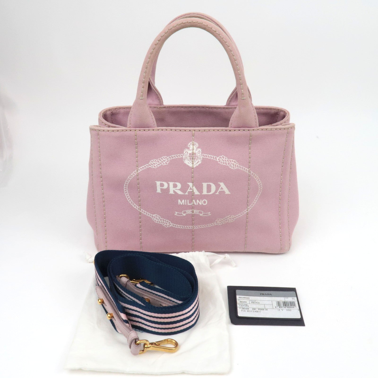 PRADA Canapa Mini Canvas 2Way Handbag Pink 1BG439