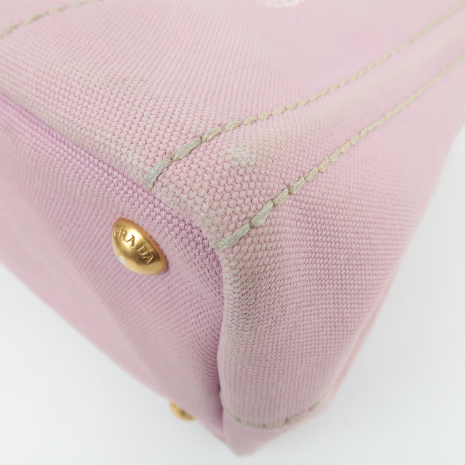 PRADA Canapa Mini Canvas 2Way Handbag Pink 1BG439