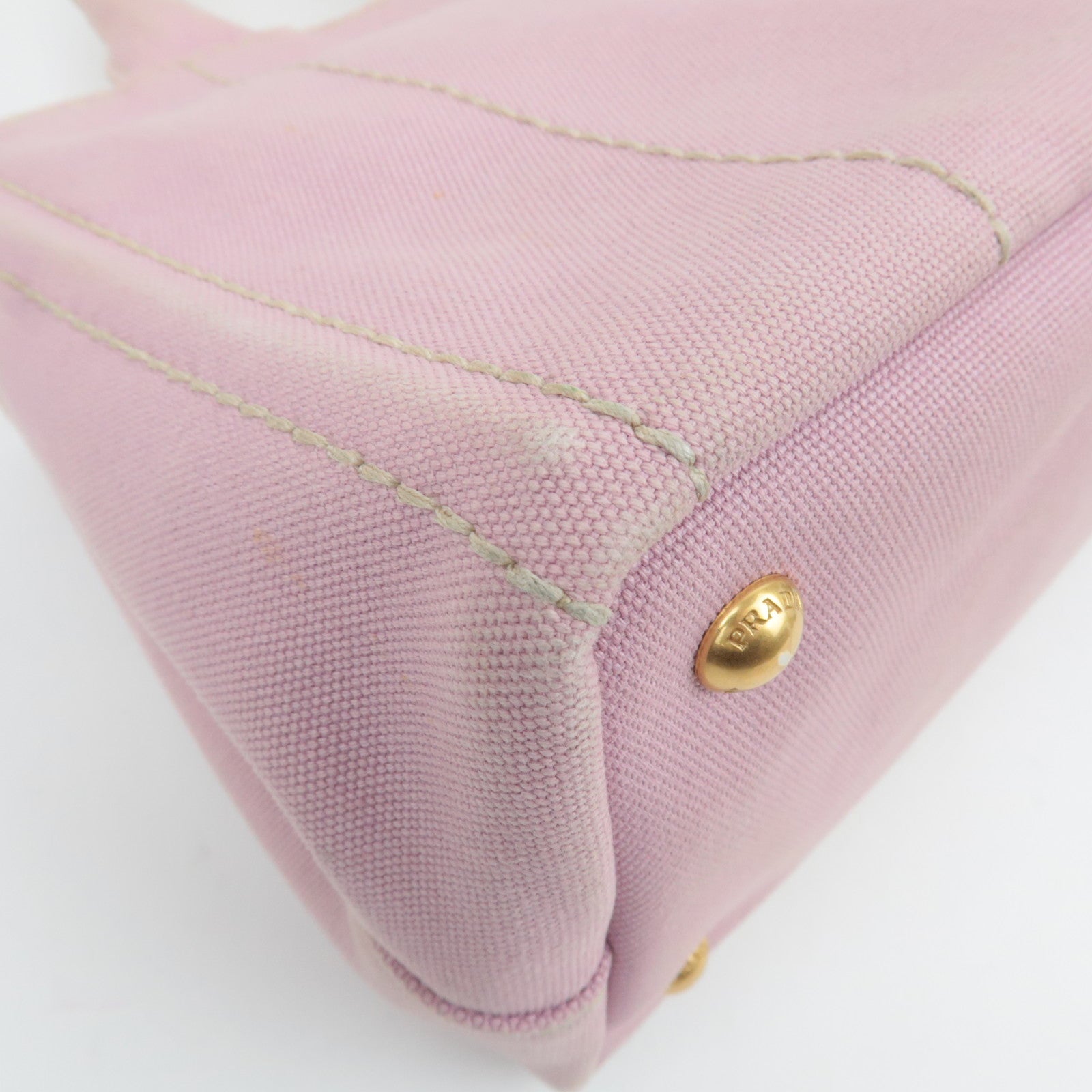 PRADA Canapa Mini Canvas 2Way Handbag Pink 1BG439