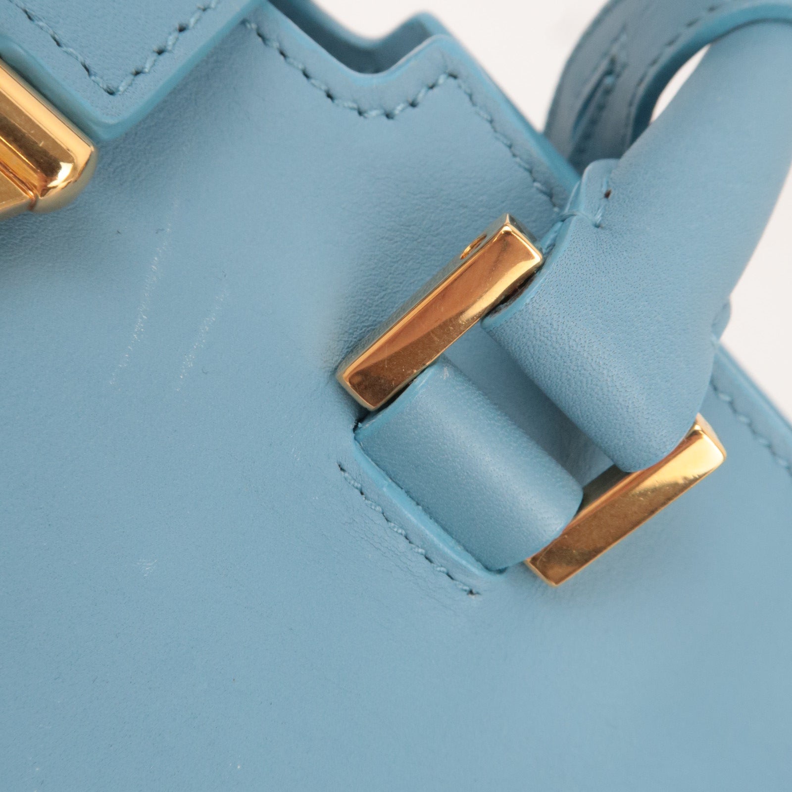 SAINT LAURENT Petit Cabas Leather 2Way Handbag Light Blue 311210