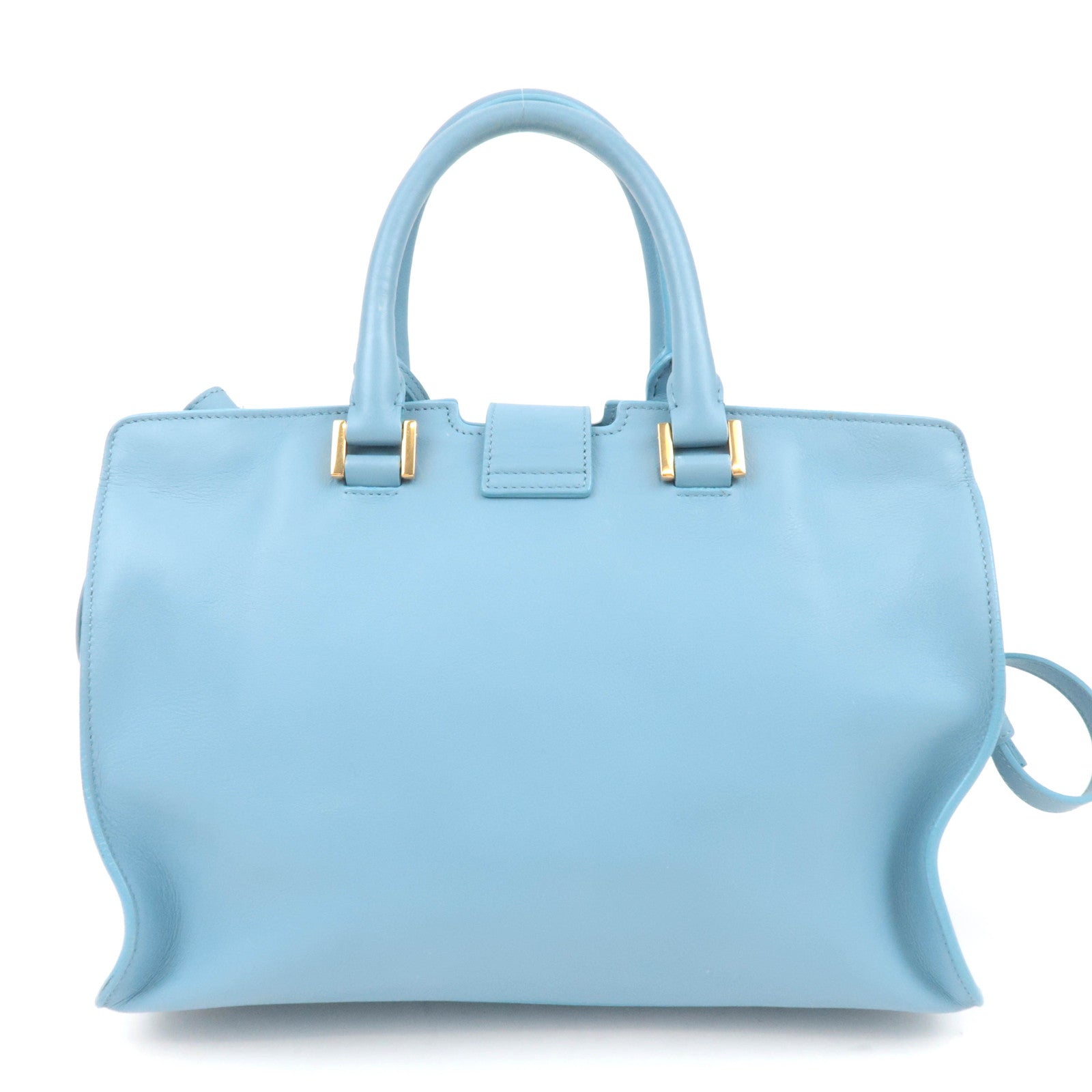 SAINT LAURENT Petit Cabas Leather 2Way Handbag Light Blue 311210
