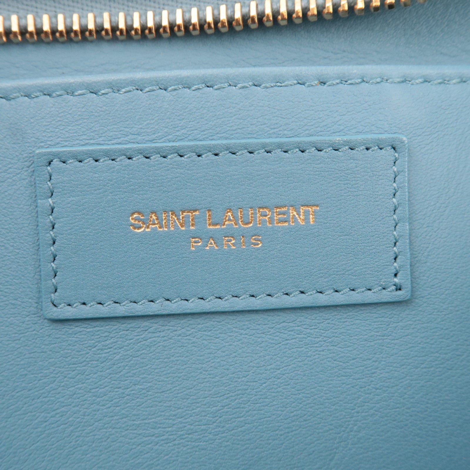 SAINT LAURENT Petit Cabas Leather 2Way Handbag Light Blue 311210