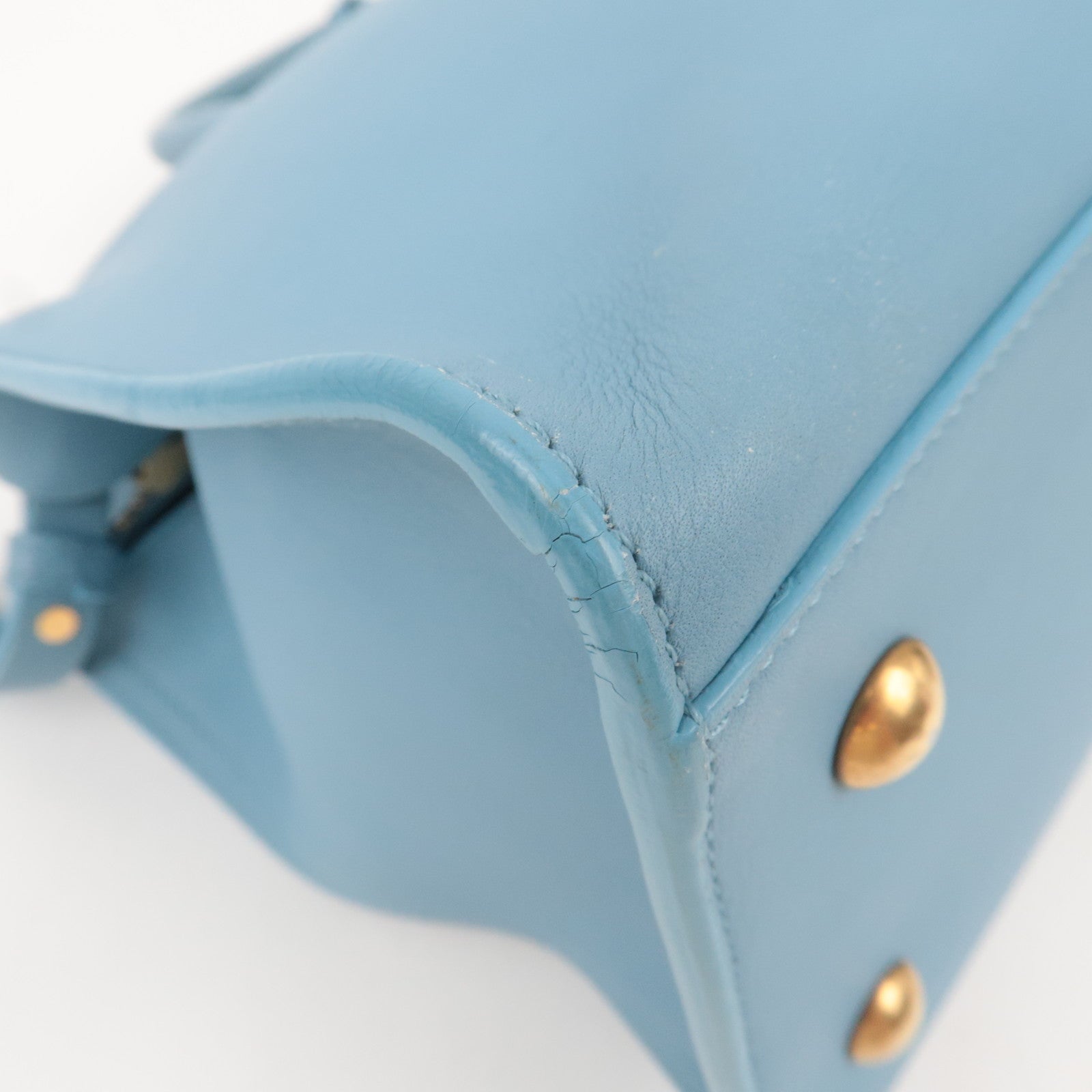 SAINT LAURENT Petit Cabas Leather 2Way Handbag Light Blue 311210