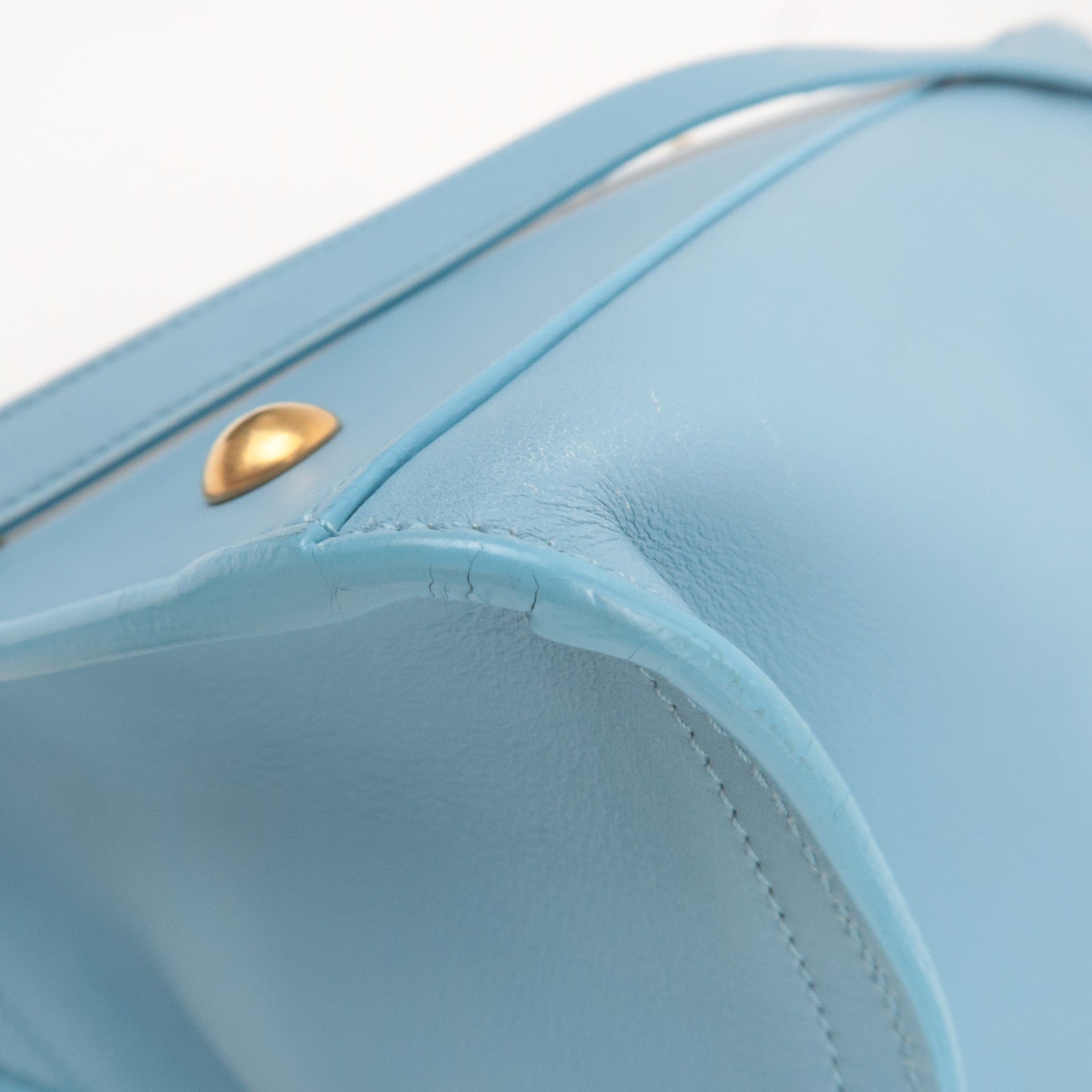 SAINT LAURENT Petit Cabas Leather 2Way Handbag Light Blue 311210