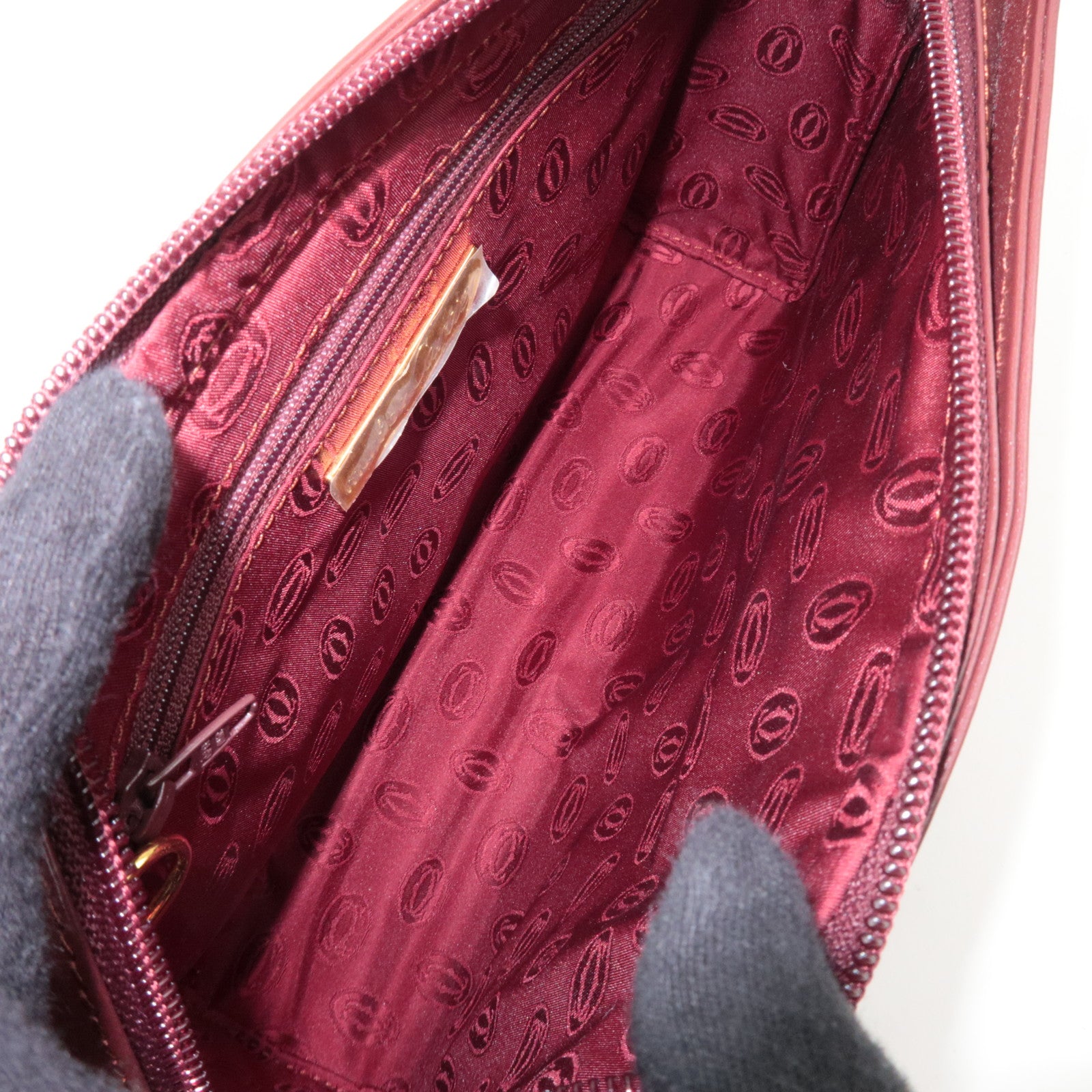 Cartier Must Line Leather Clutch Bag Bordeaux