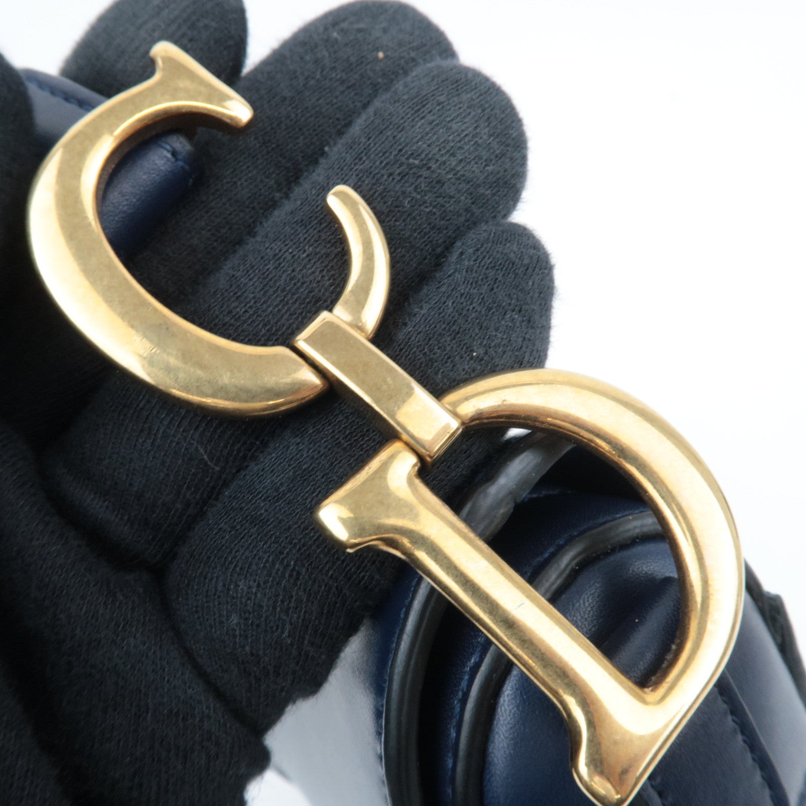 Christian Dior Mini Saddle Leather Handbag Navy