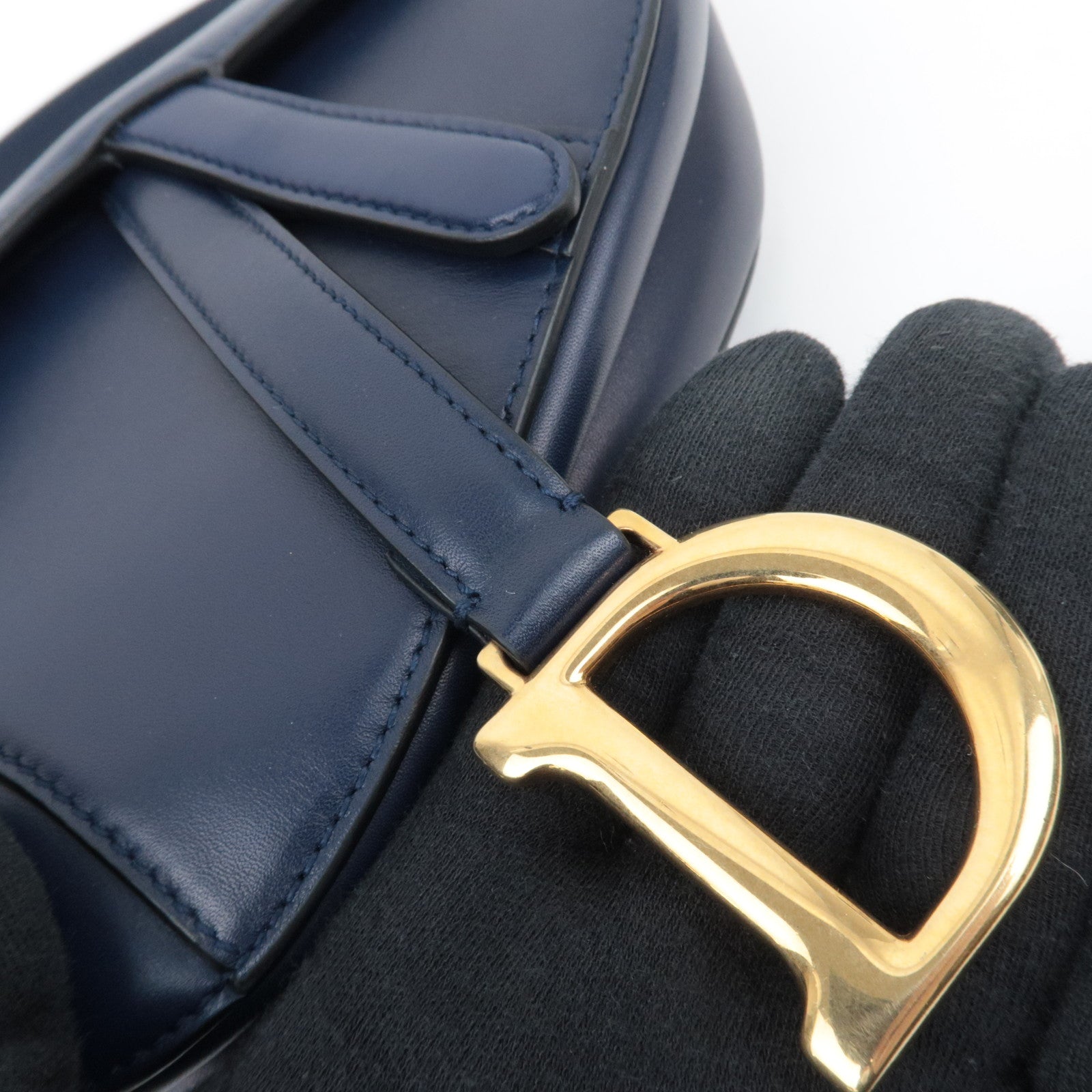 Christian Dior Mini Saddle Leather Handbag Navy