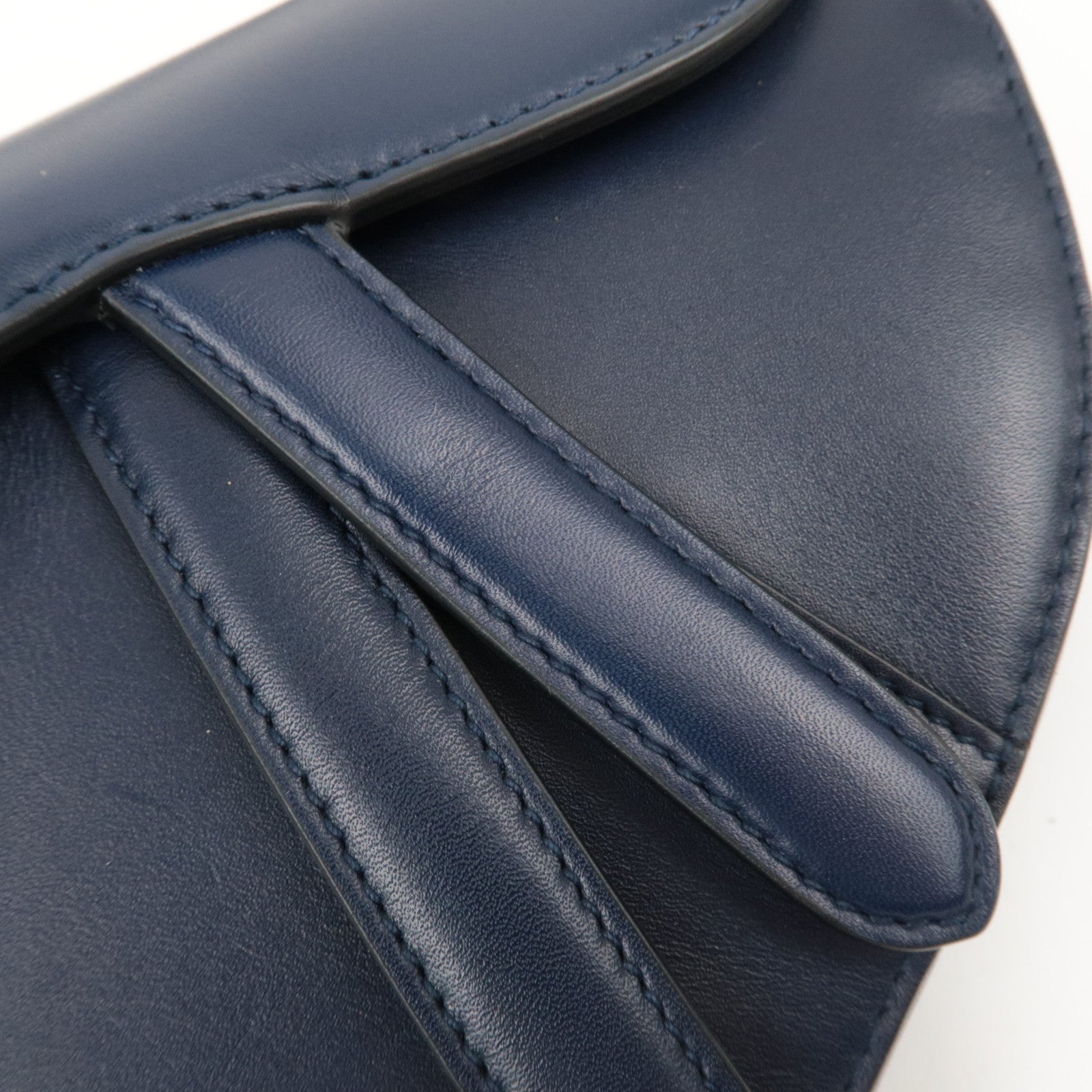 Christian Dior Mini Saddle Leather Handbag Navy