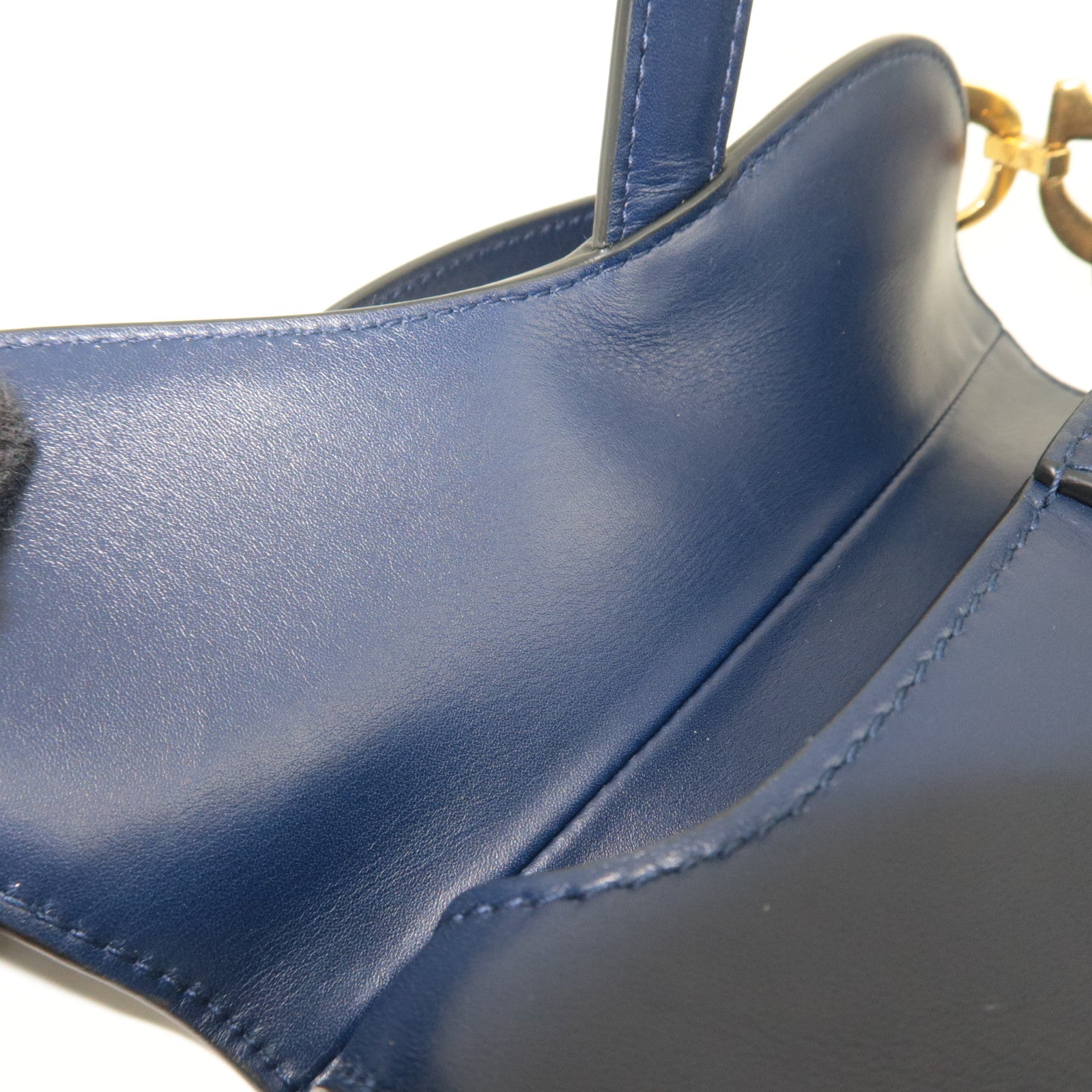 Christian Dior Mini Saddle Leather Handbag Navy
