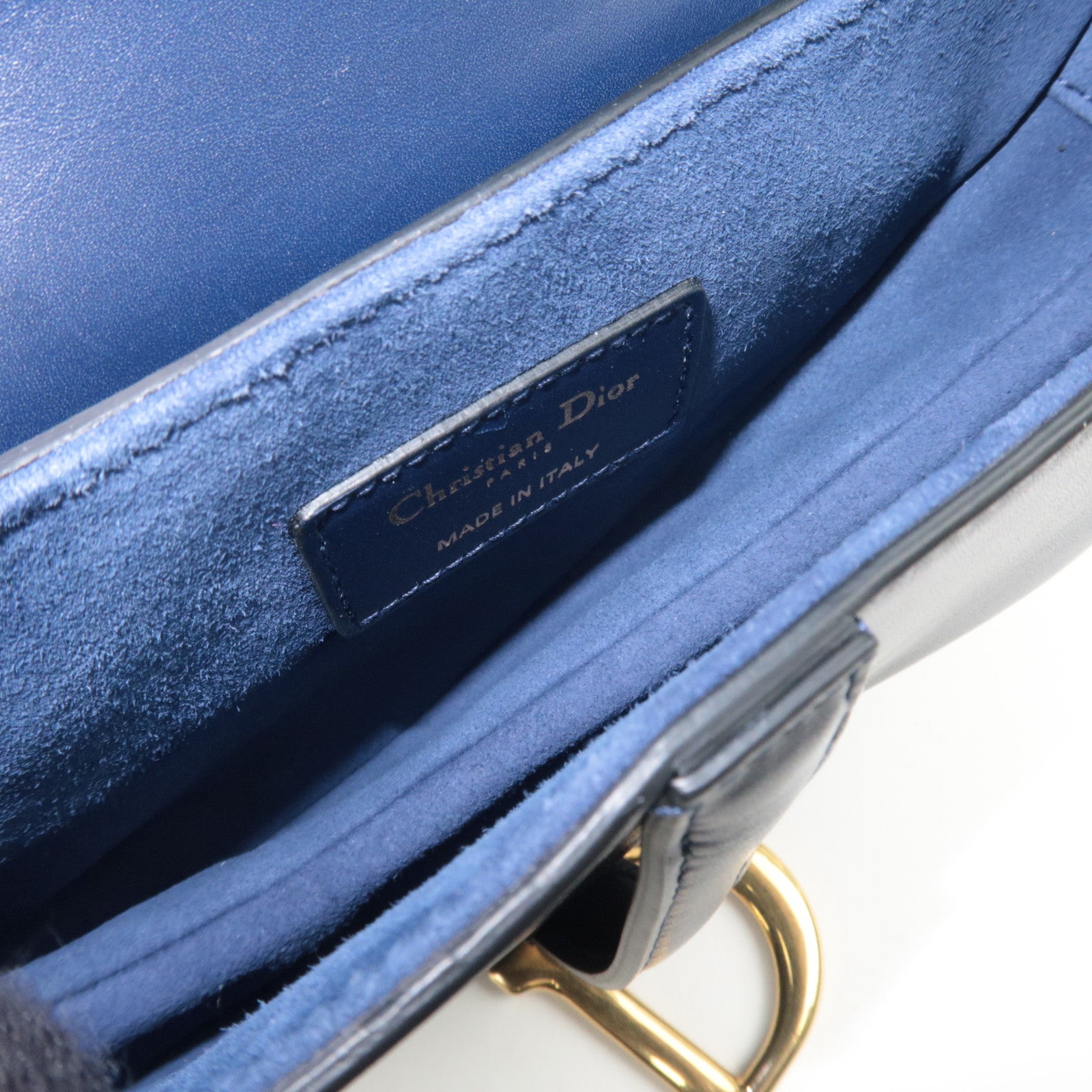 Christian Dior Mini Saddle Leather Handbag Navy