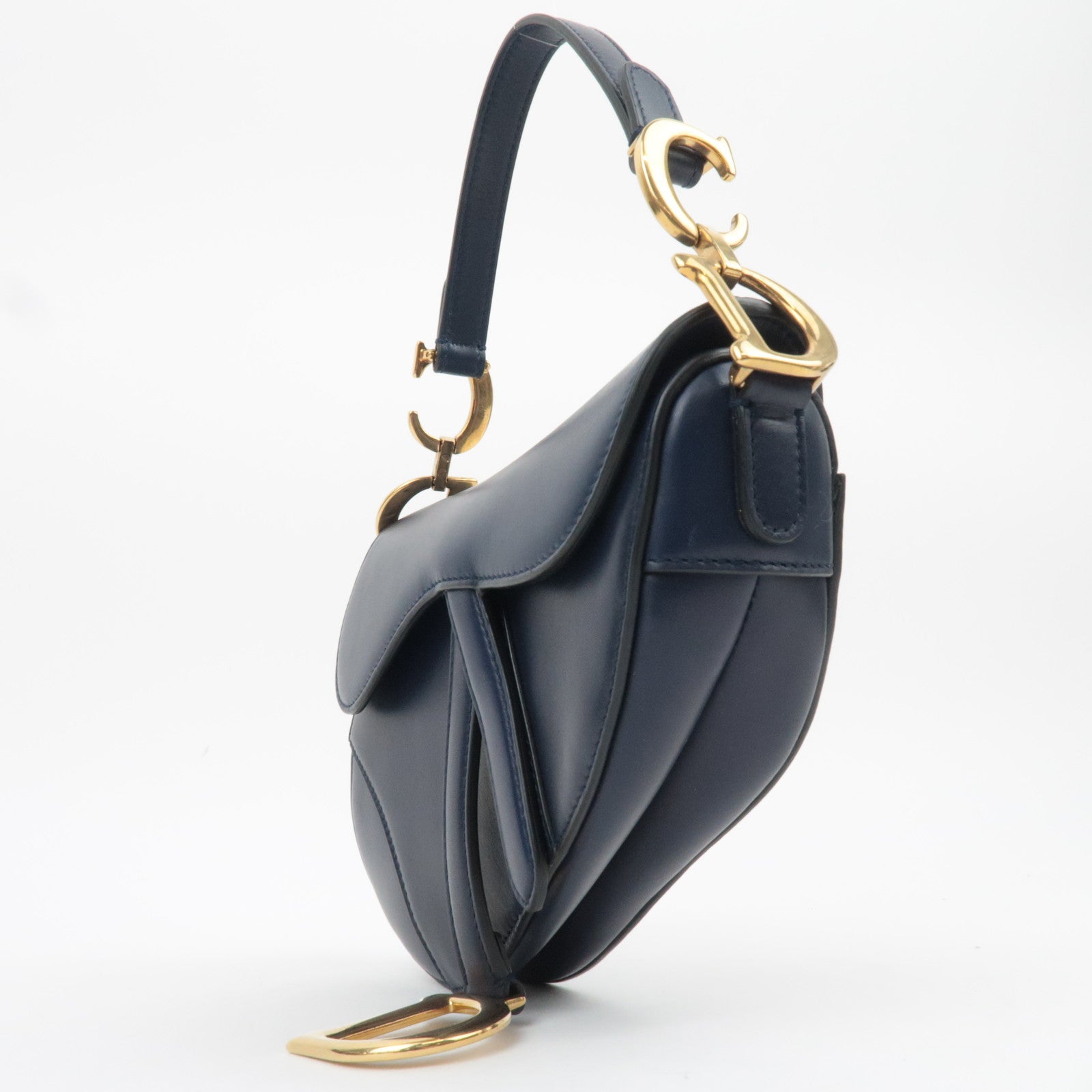 Christian Dior Mini Saddle Leather Handbag Navy