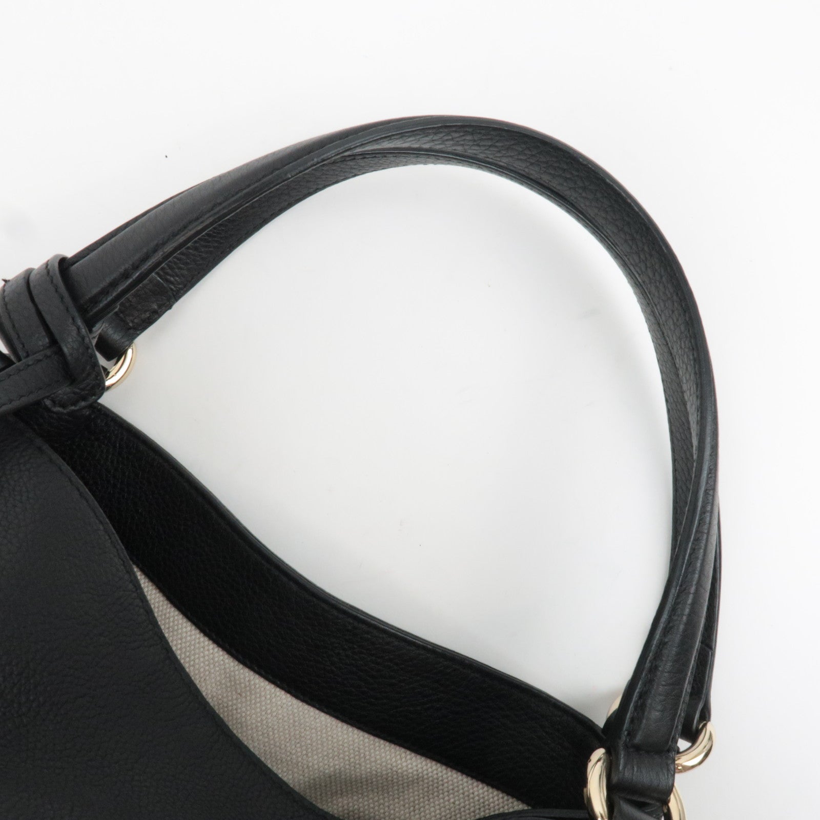 GUCCI Soho Interlocking G Leather Shoulder Bag Black 282309