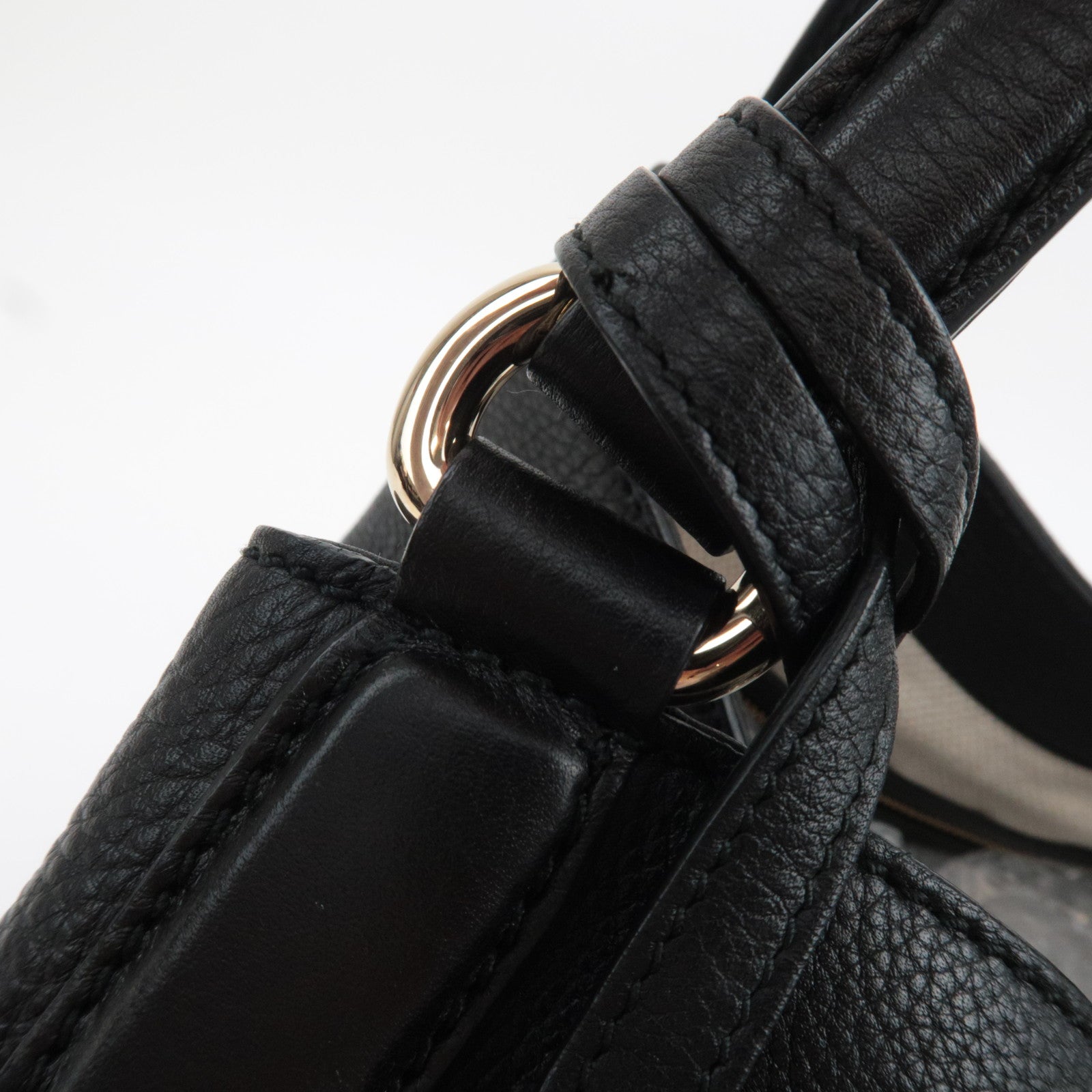 GUCCI Soho Interlocking G Leather Shoulder Bag Black 282309