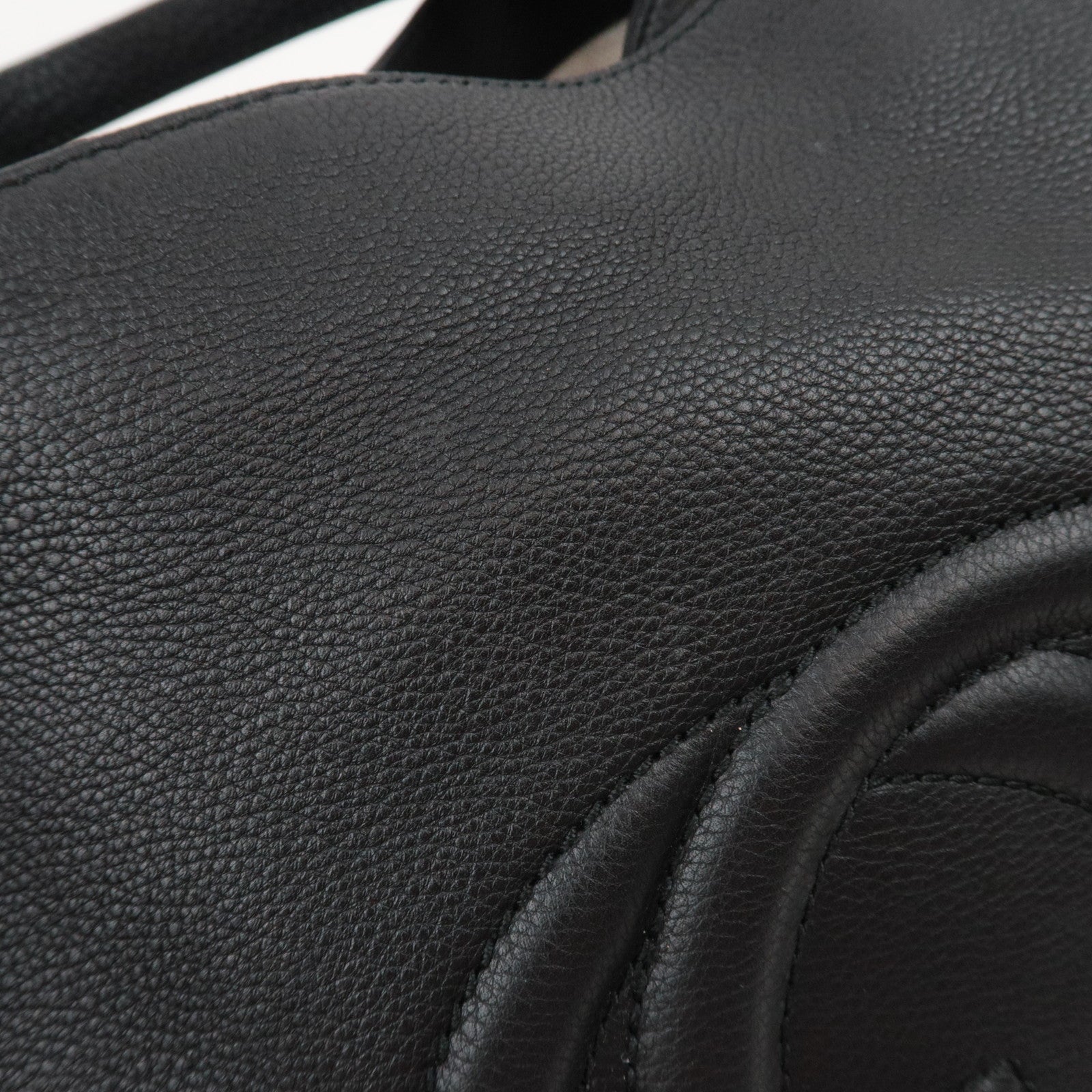 GUCCI Soho Interlocking G Leather Shoulder Bag Black 282309