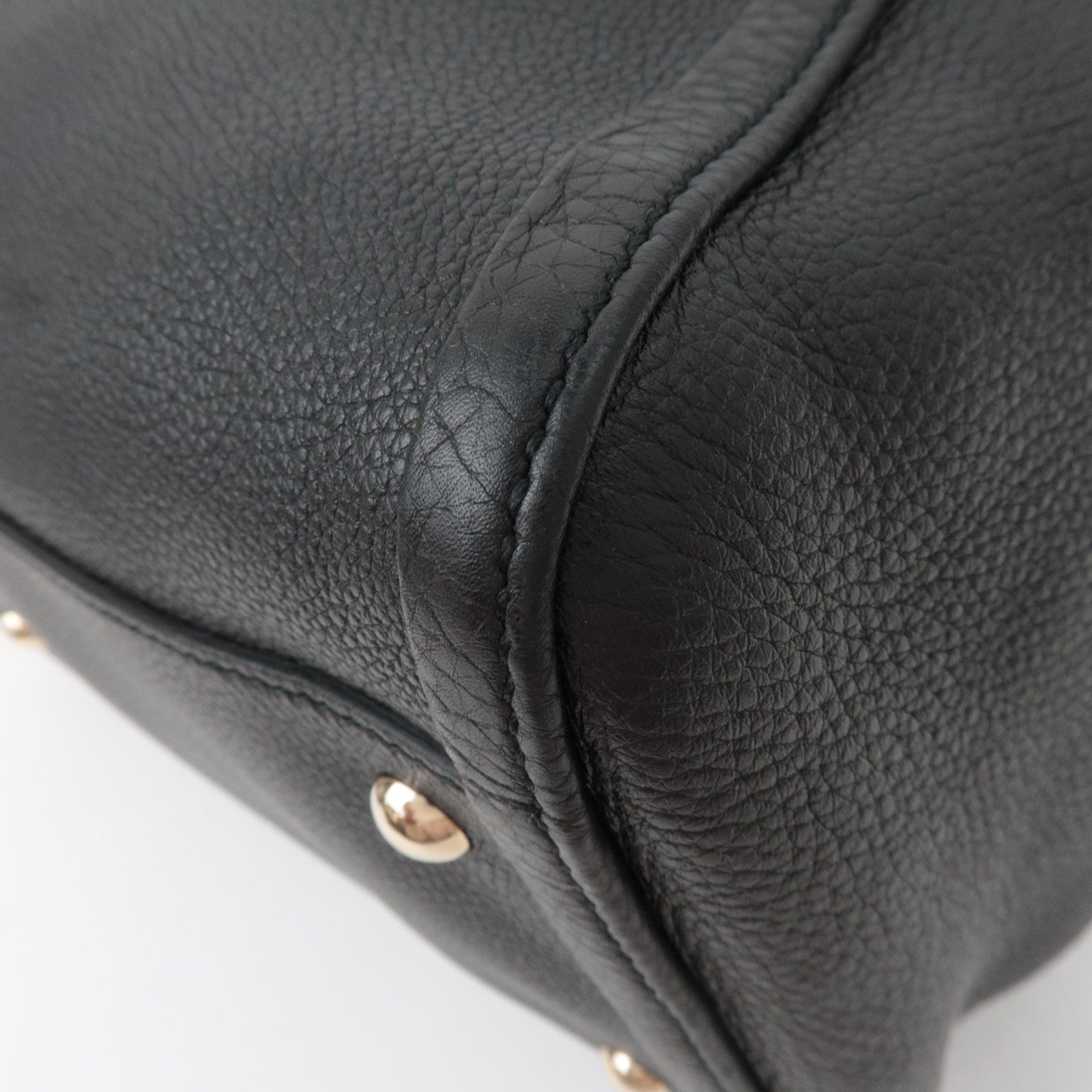 GUCCI Soho Interlocking G Leather Shoulder Bag Black 282309