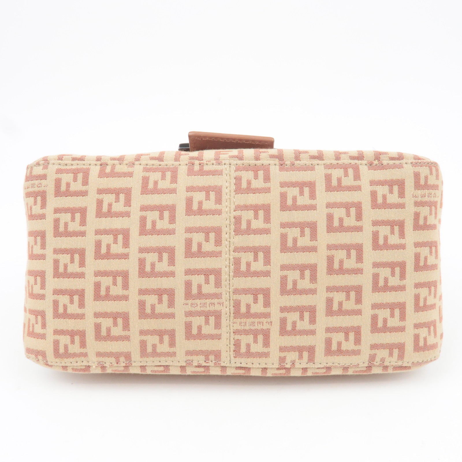 FENDI Zucchino Mini Mamma Baguette Canvas Leather Shoulder Bag Pink 8BR180