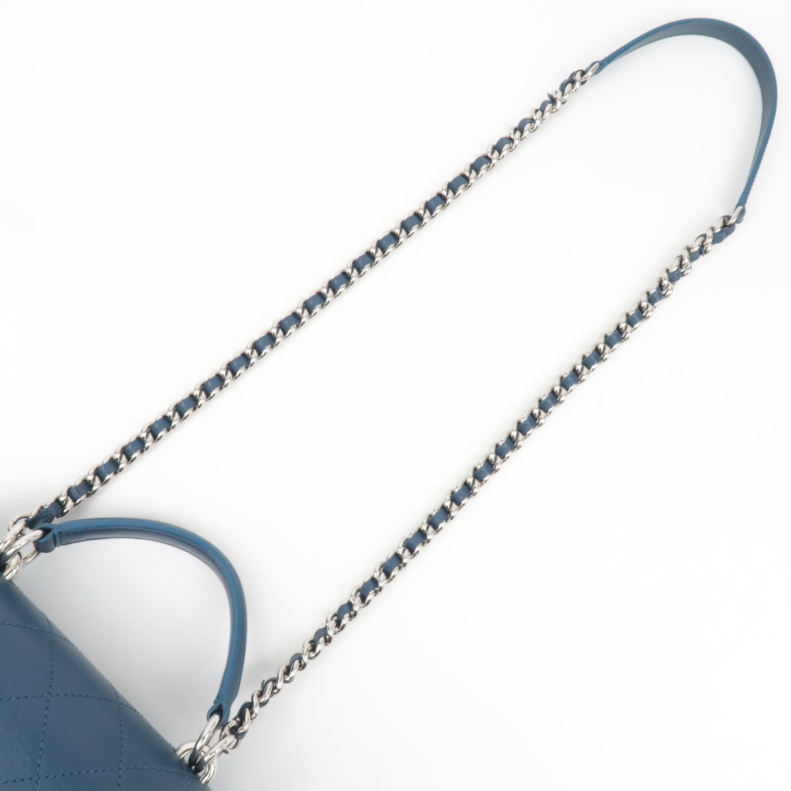 CHANEL Matelasse Calf Leather 2Way Chain Shoulder Bag Navy