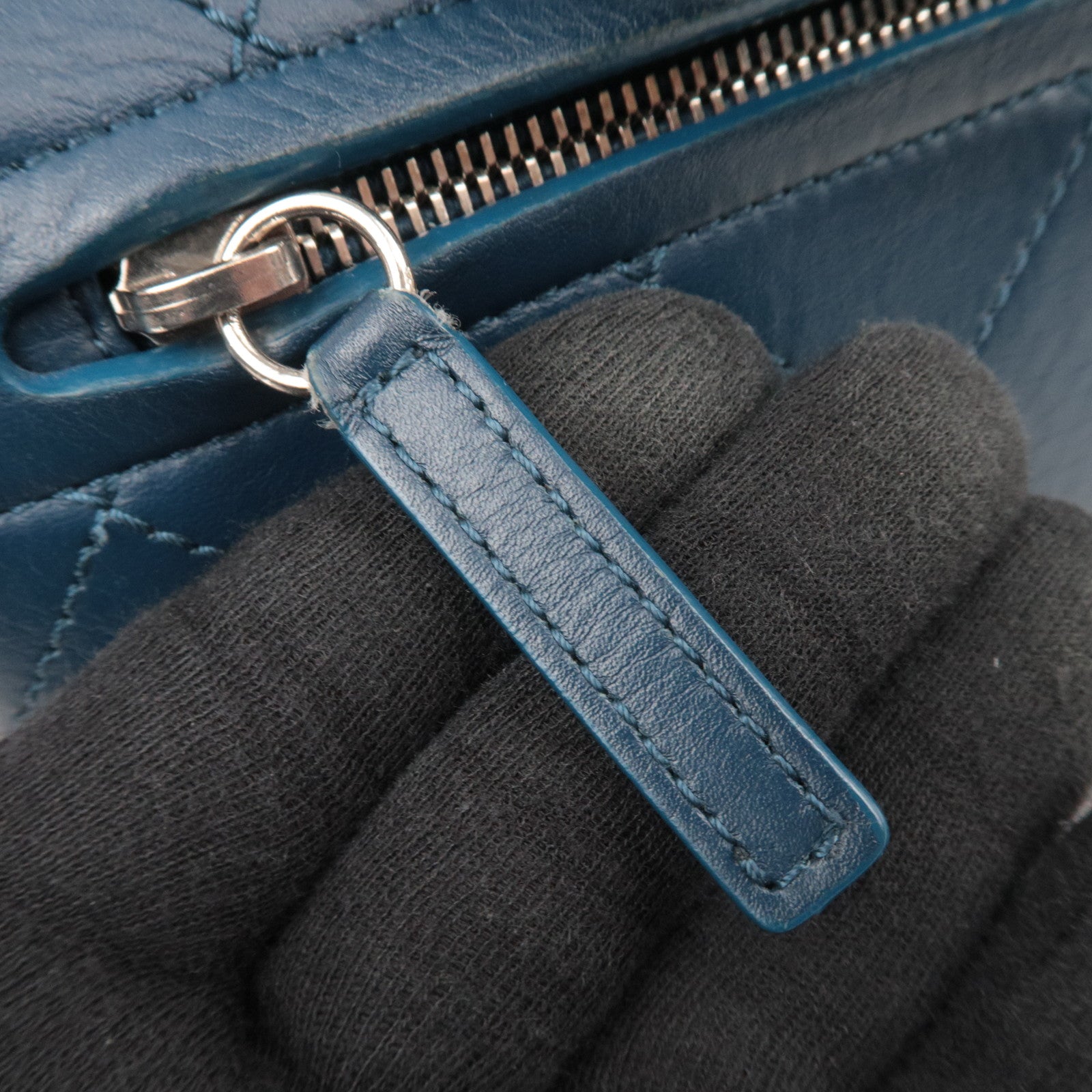 CHANEL Matelasse Calf Leather 2Way Chain Shoulder Bag Navy