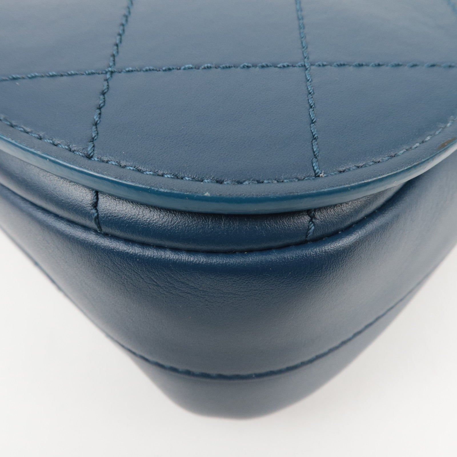 CHANEL Matelasse Calf Leather 2Way Chain Shoulder Bag Navy