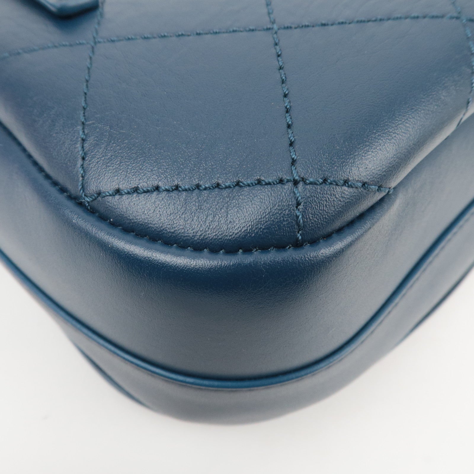 CHANEL Matelasse Calf Leather 2Way Chain Shoulder Bag Navy