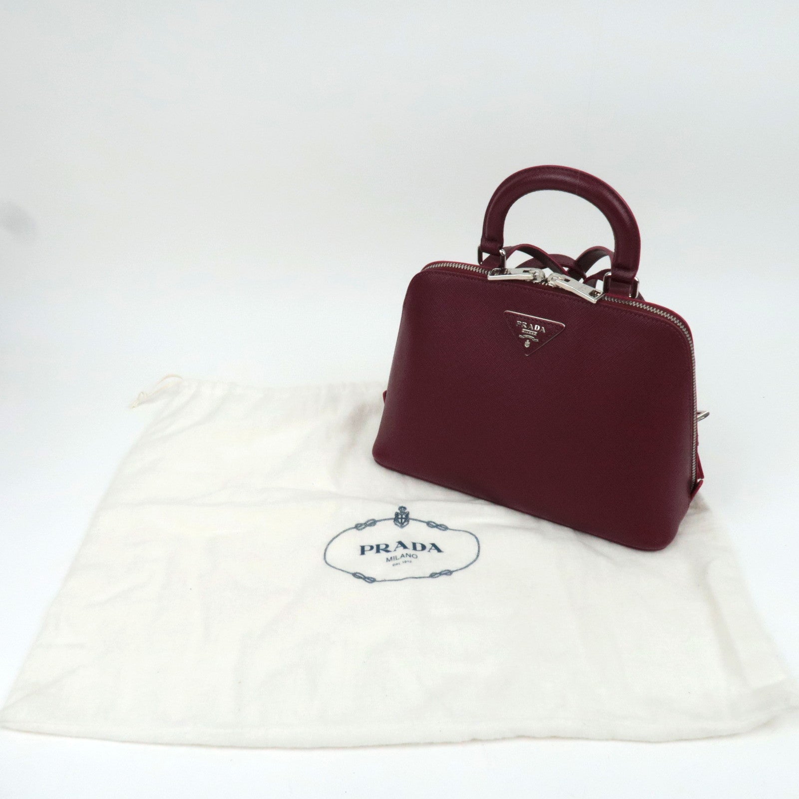 PRADA Saffiano Leather 2Way Backpack Bordeaux
