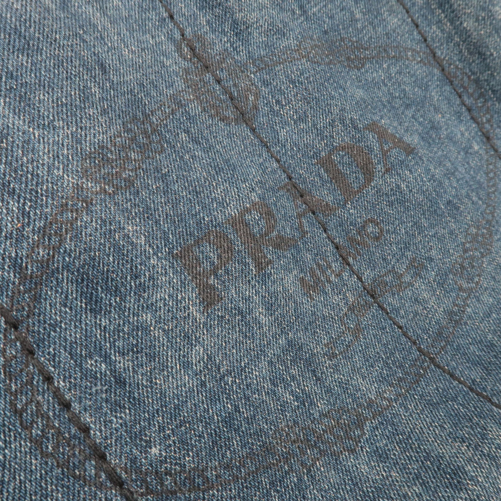 PRADA Canapa Denim Tote Bag Size M Blue B1877B