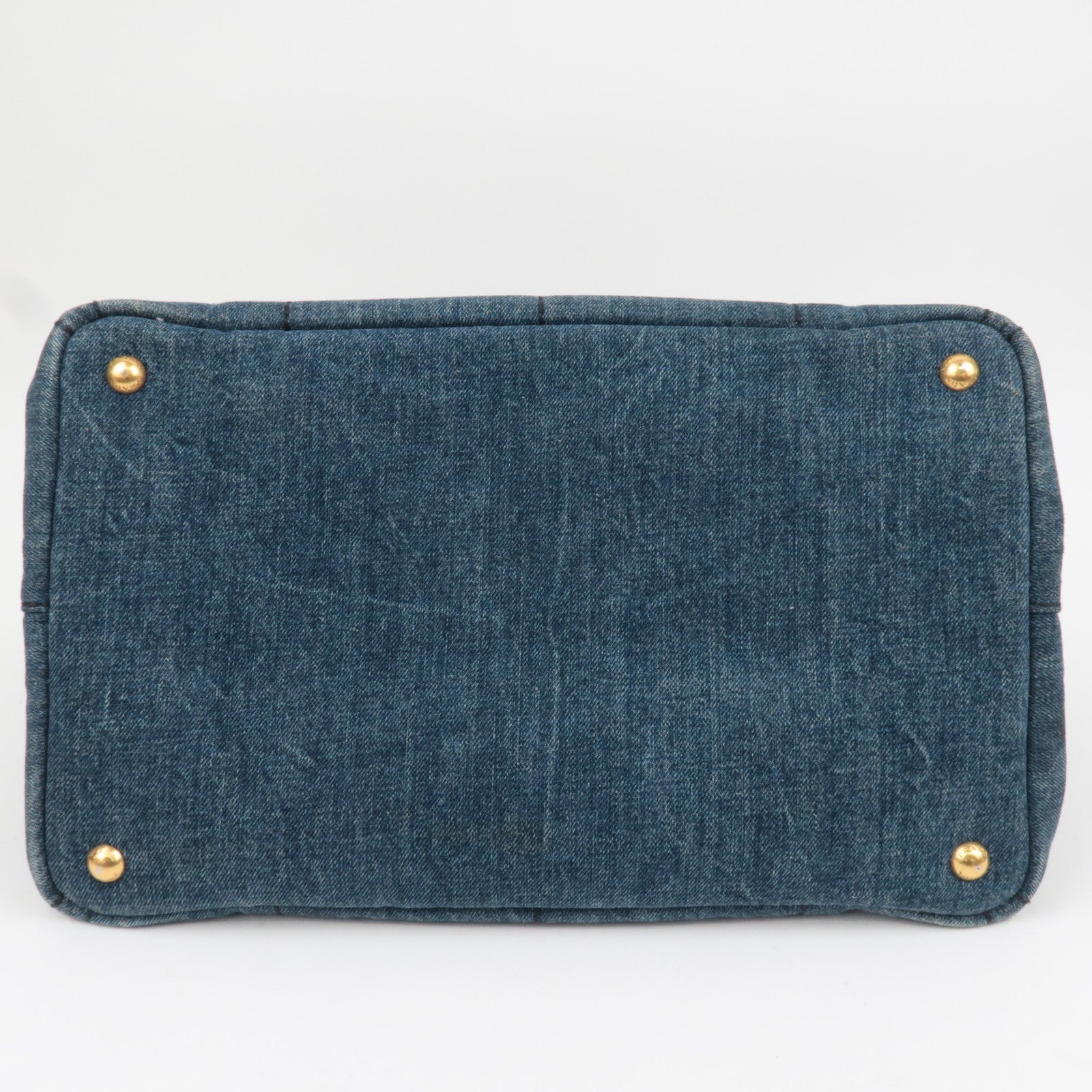 PRADA Canapa Denim Tote Bag Size M Blue B1877B