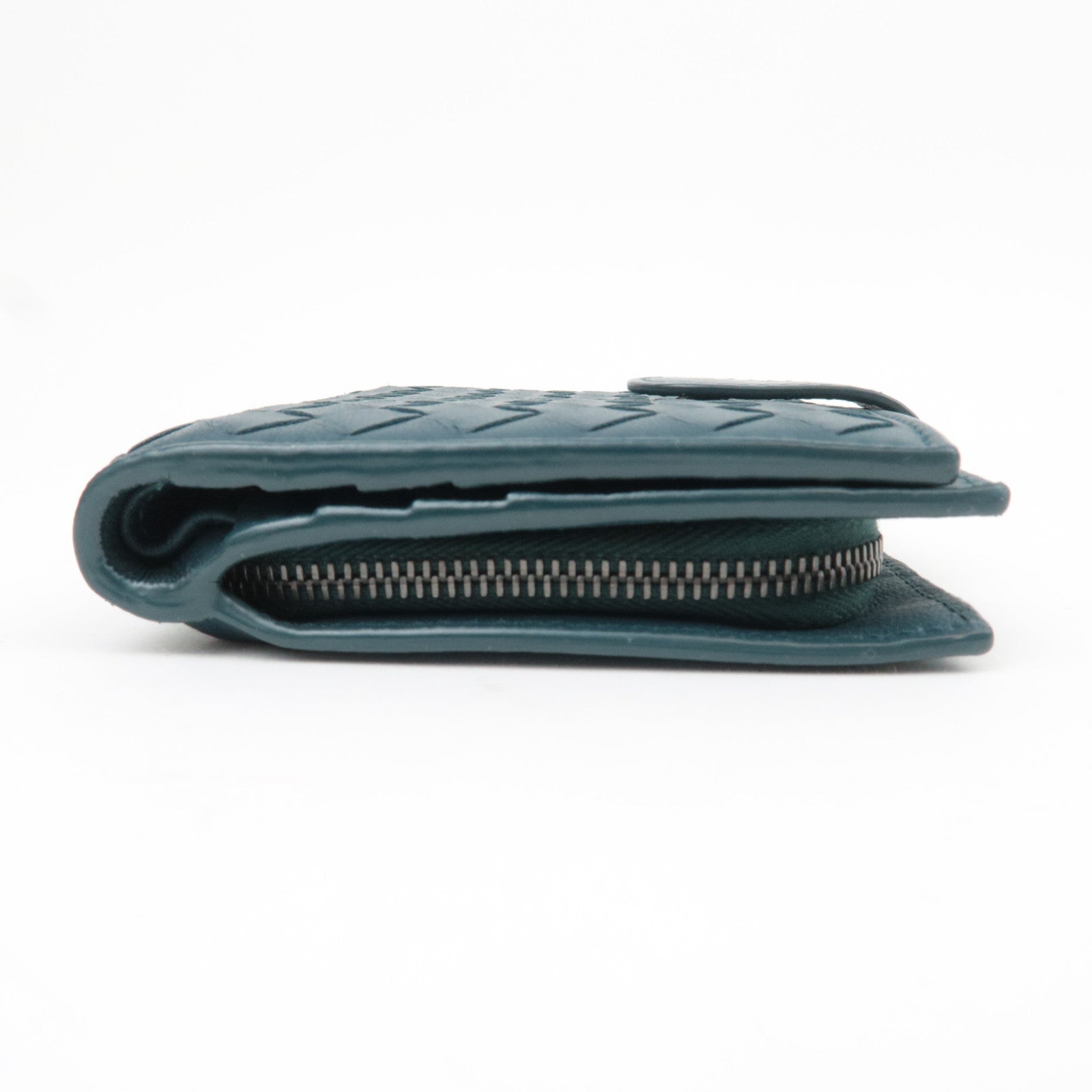 BOTTEGA VENETA Intrecciato Leather Wallet Dark Turquoise