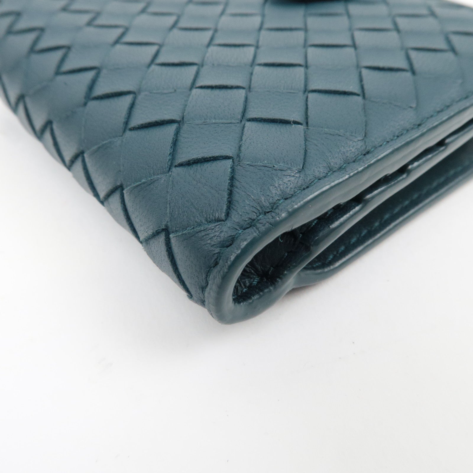 BOTTEGA VENETA Intrecciato Leather Wallet Dark Turquoise