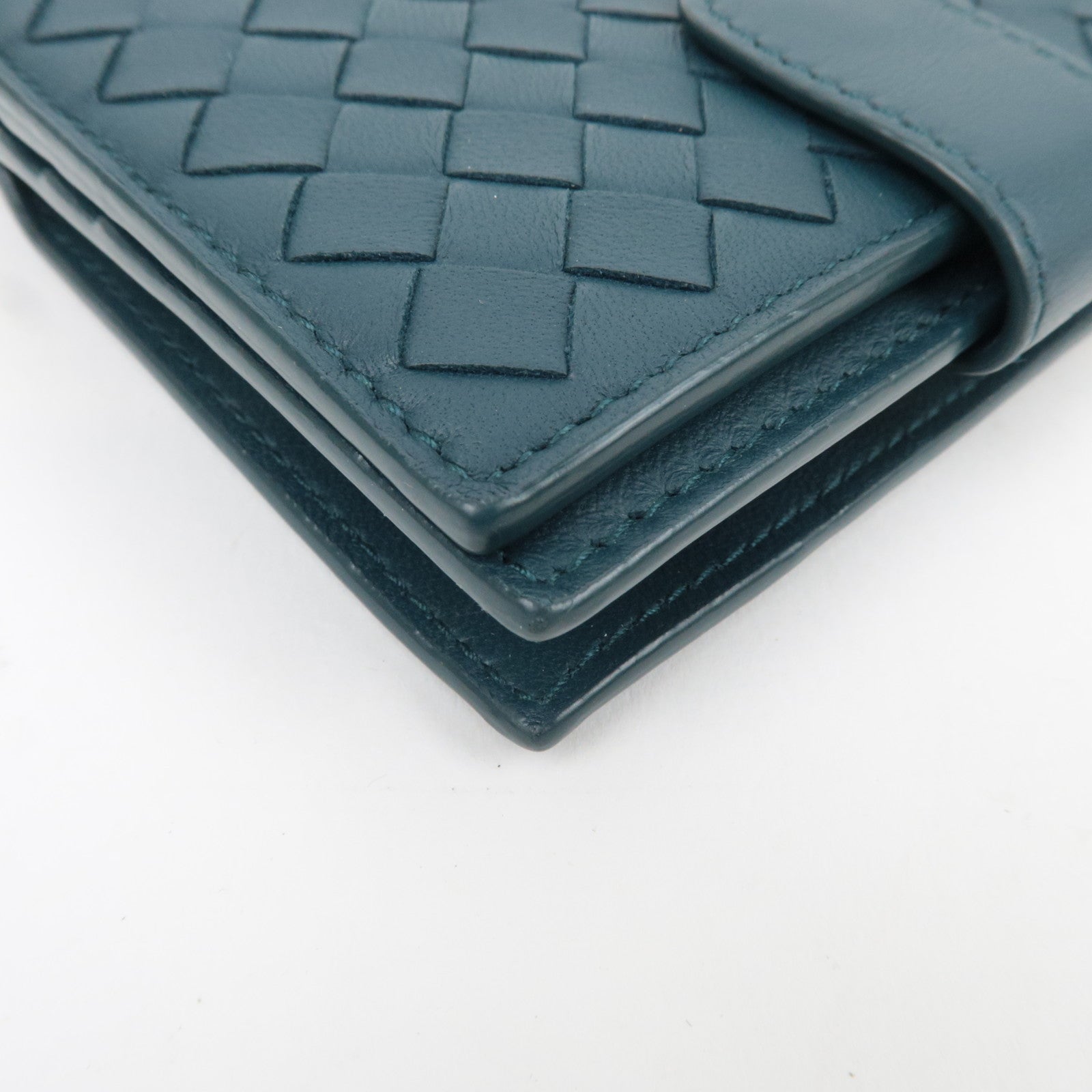 BOTTEGA VENETA Intrecciato Leather Wallet Dark Turquoise