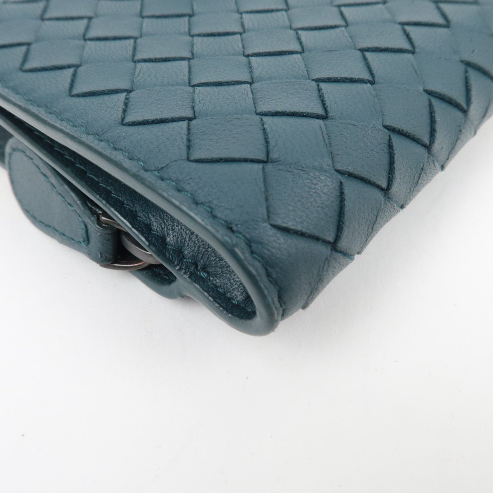 BOTTEGA VENETA Intrecciato Leather Wallet Dark Turquoise