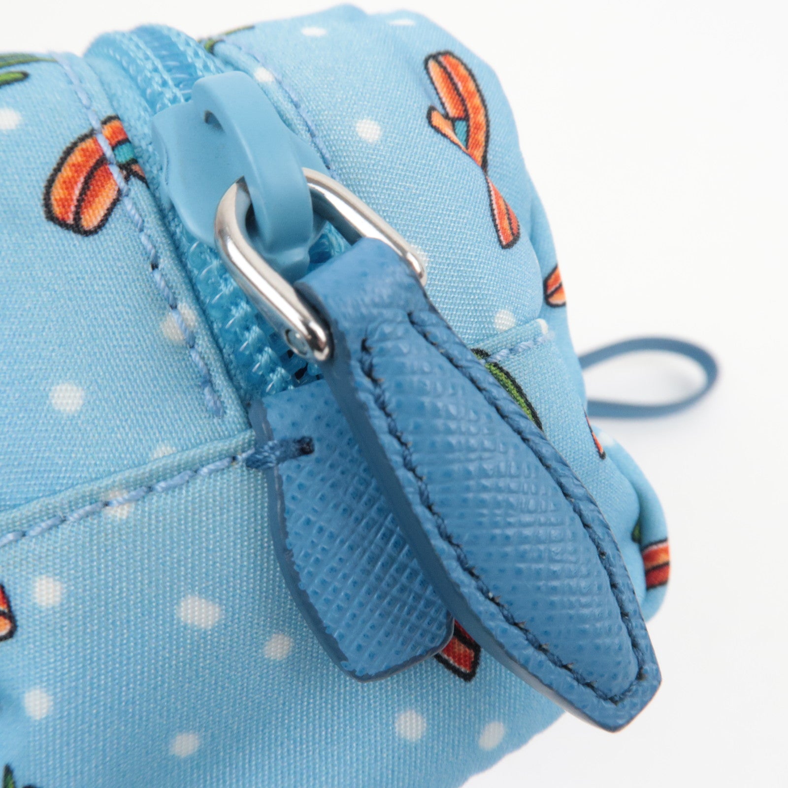 PRADA Cactus Print Small Pouch Nylon Leather Light Blue