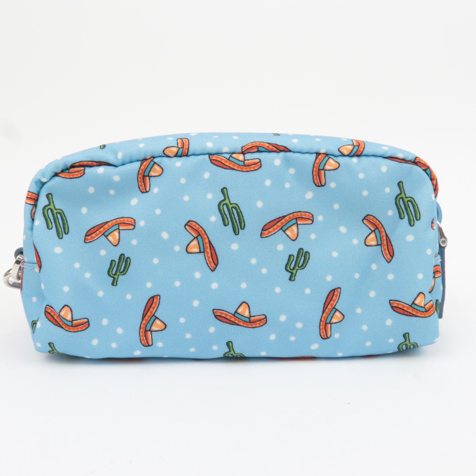 PRADA Cactus Print Small Pouch Nylon Leather Light Blue