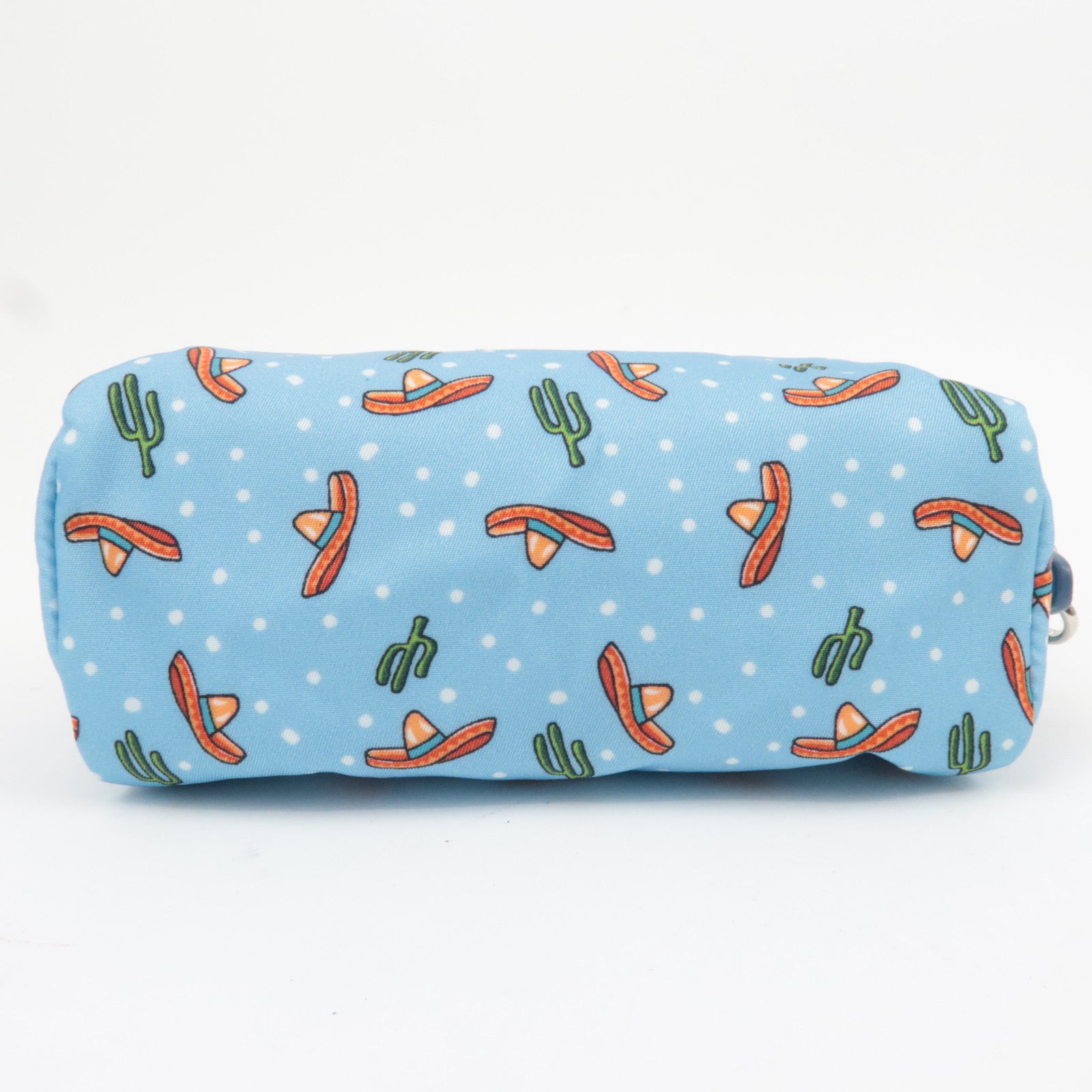 PRADA Cactus Print Small Pouch Nylon Leather Light Blue