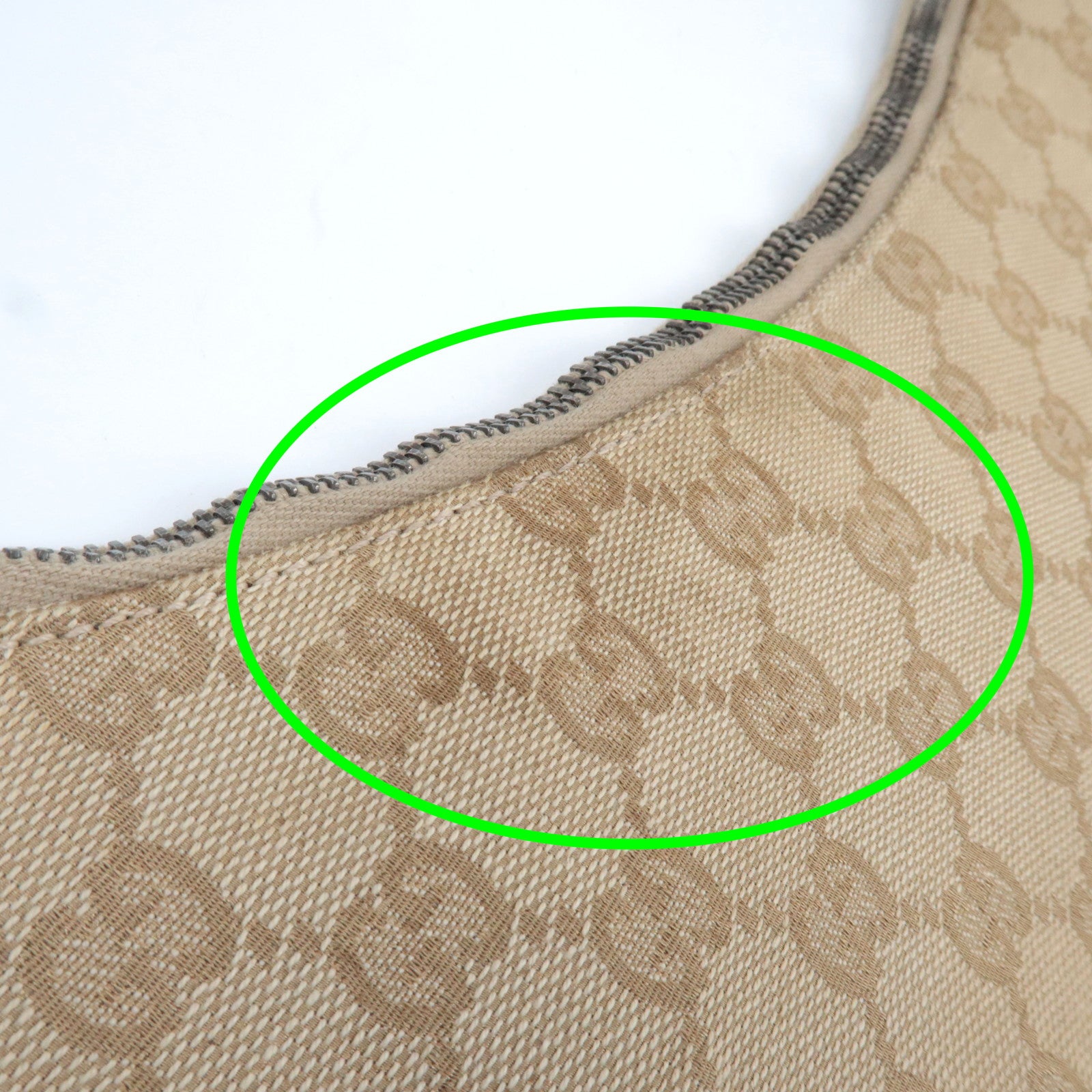 GUCCI GG Canvas Leather Shoulder Bag Beige Brown 124358