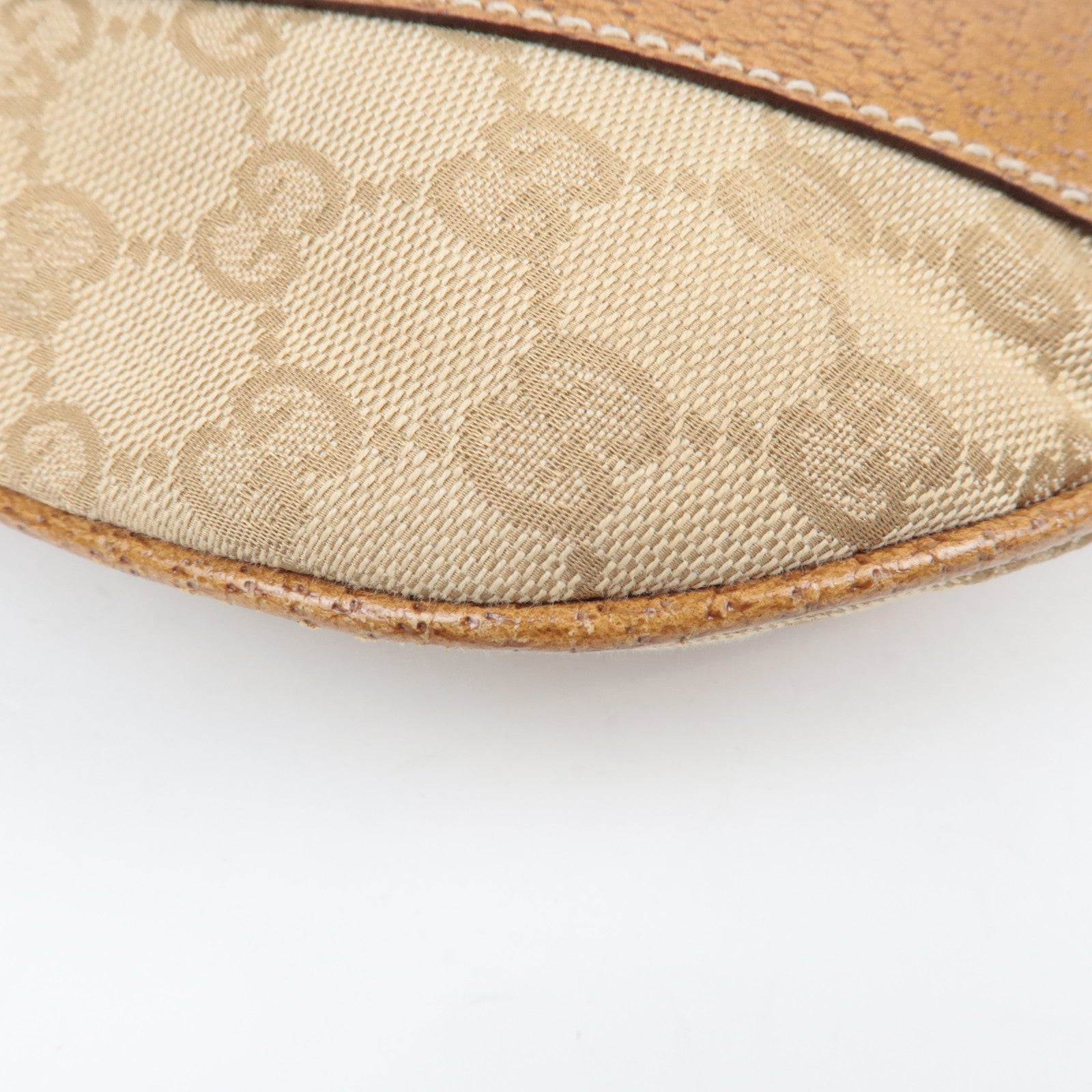 GUCCI GG Canvas Leather Shoulder Bag Beige Brown 124358