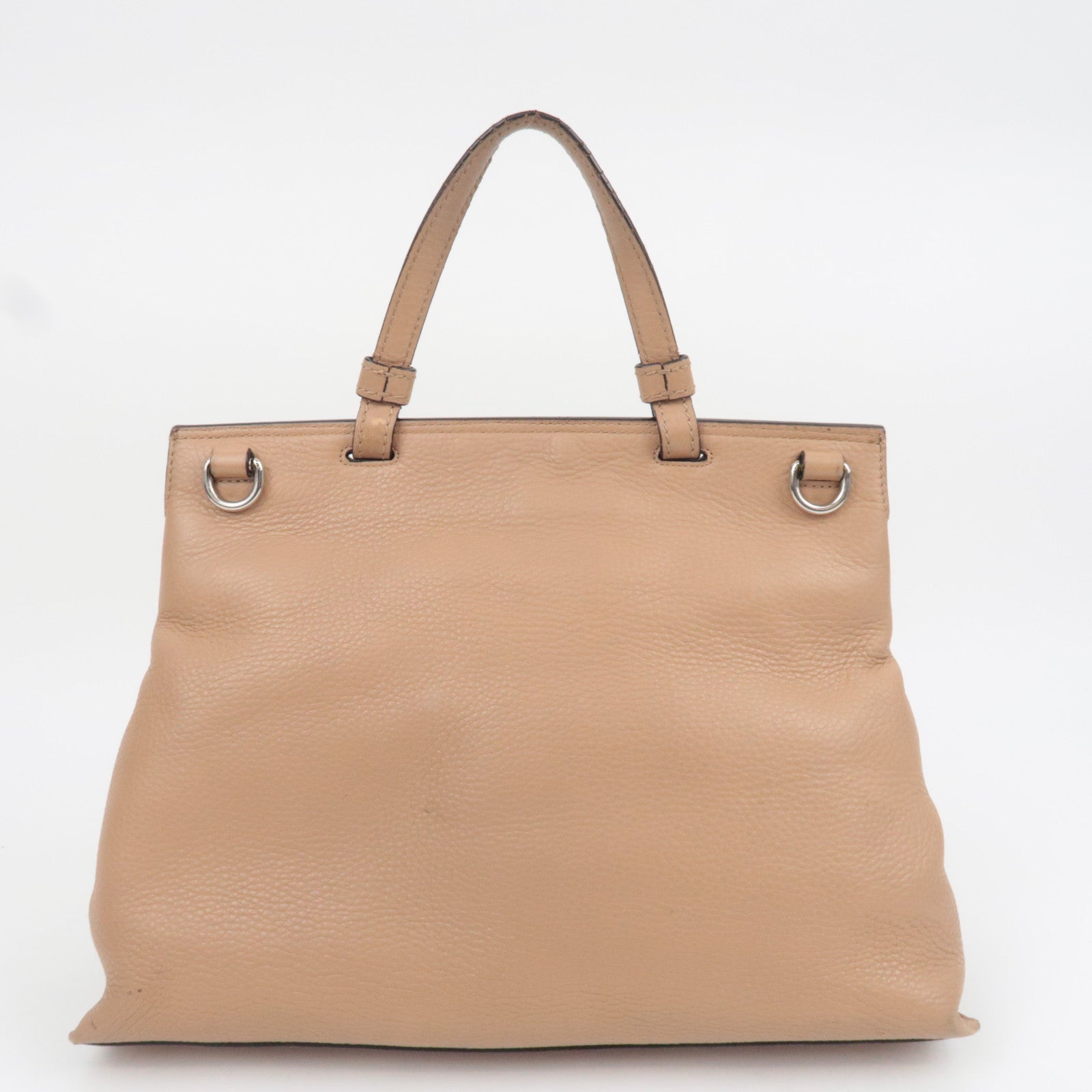 GUCCI Bamboo Daily 2Way Leather Handbag Beige 392013