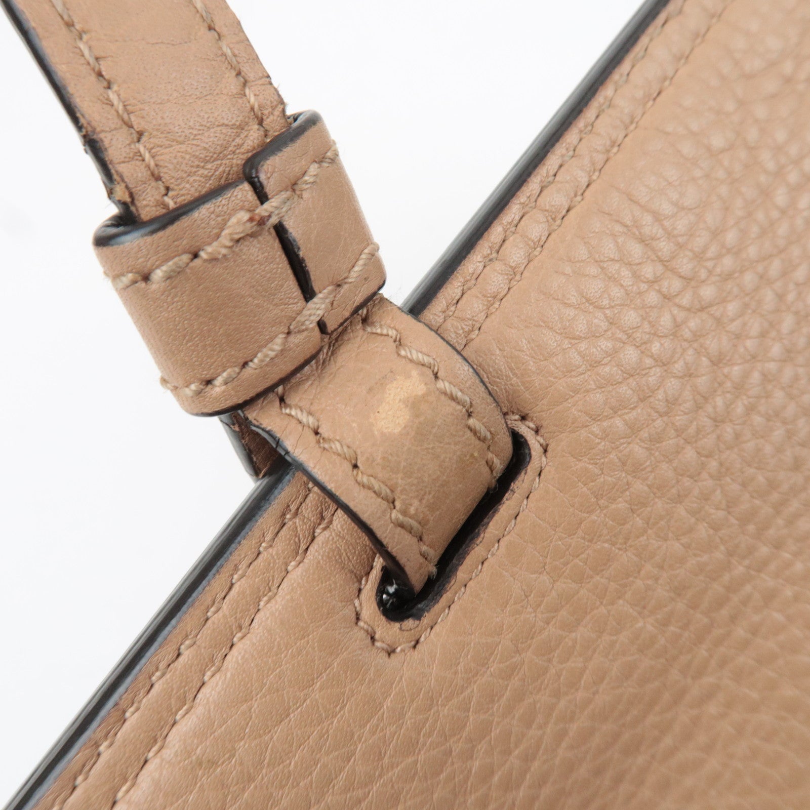 GUCCI Bamboo Daily 2Way Leather Handbag Beige 392013