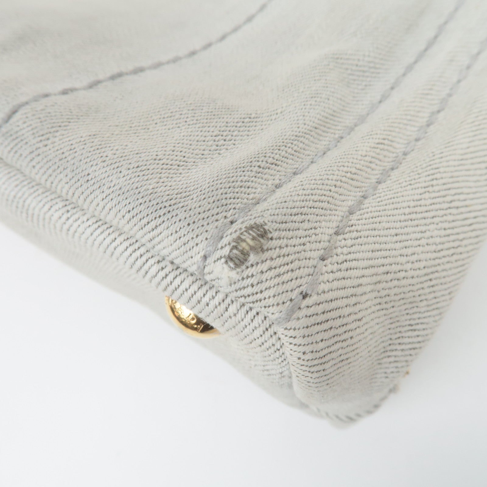 PRADA Canapa Mini 2Way Denim Tote Bag White 1BG439